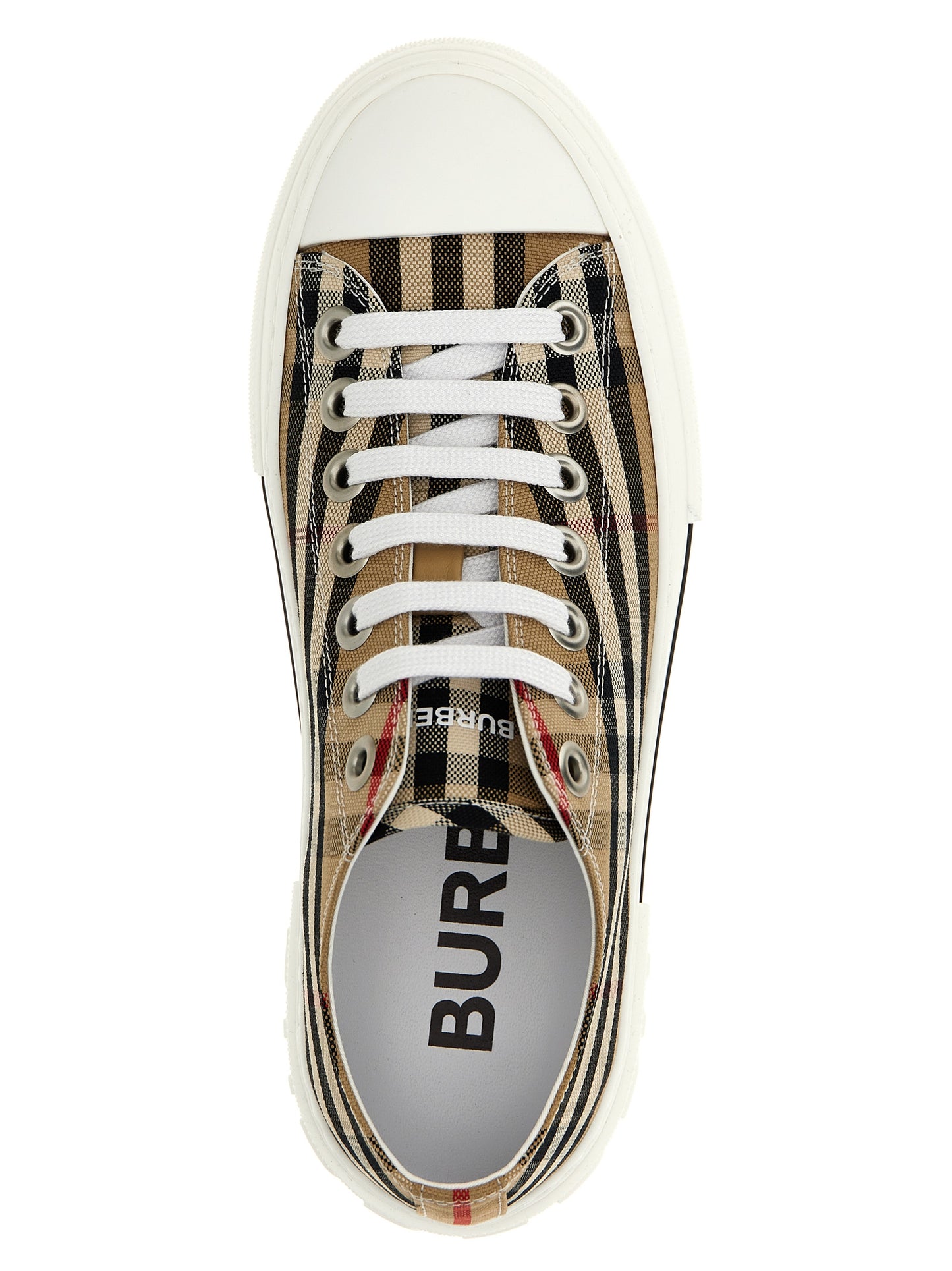 Beige Cotton Low Top Sneakers