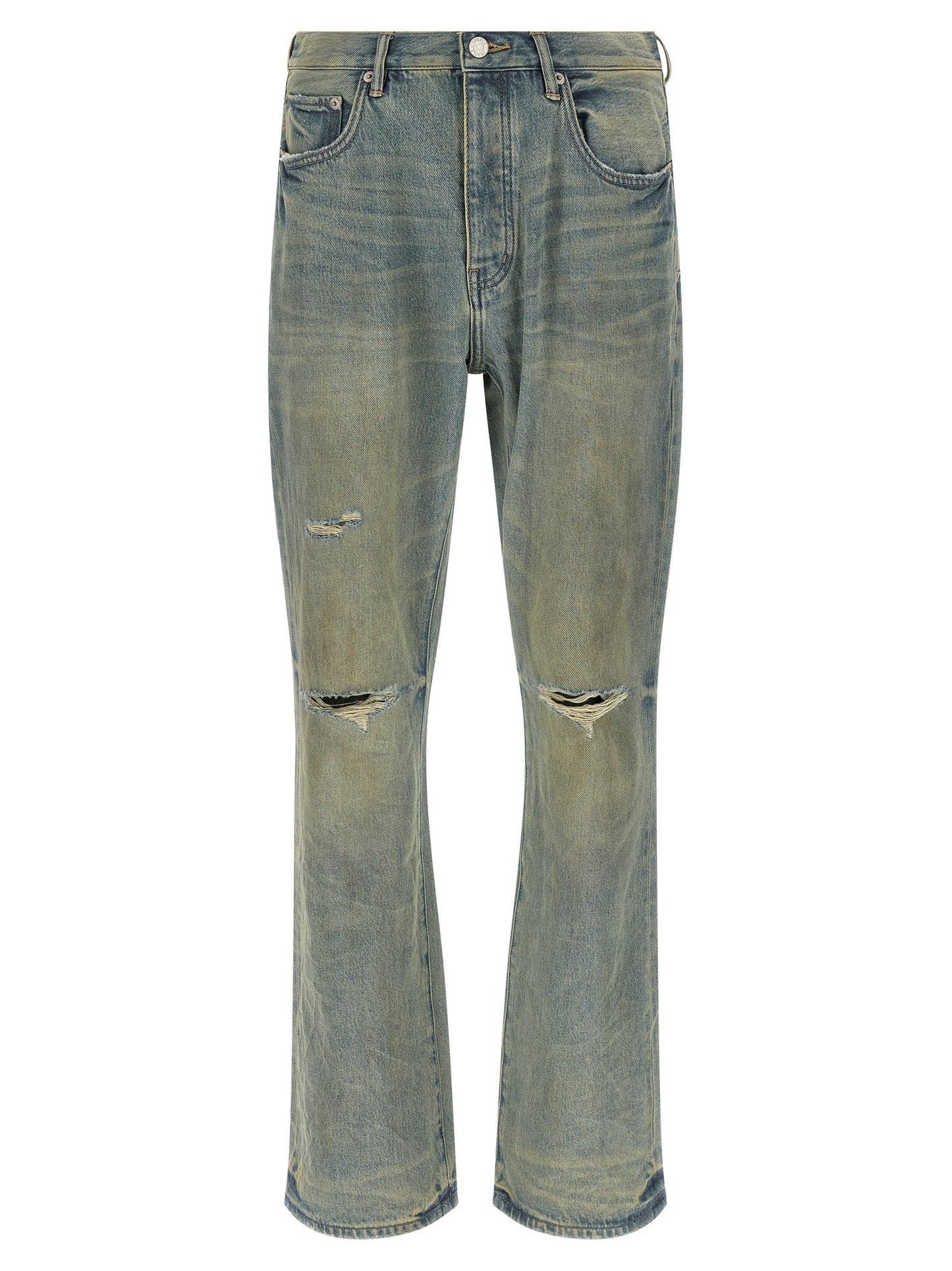 Blue Cotton Flared Jeans