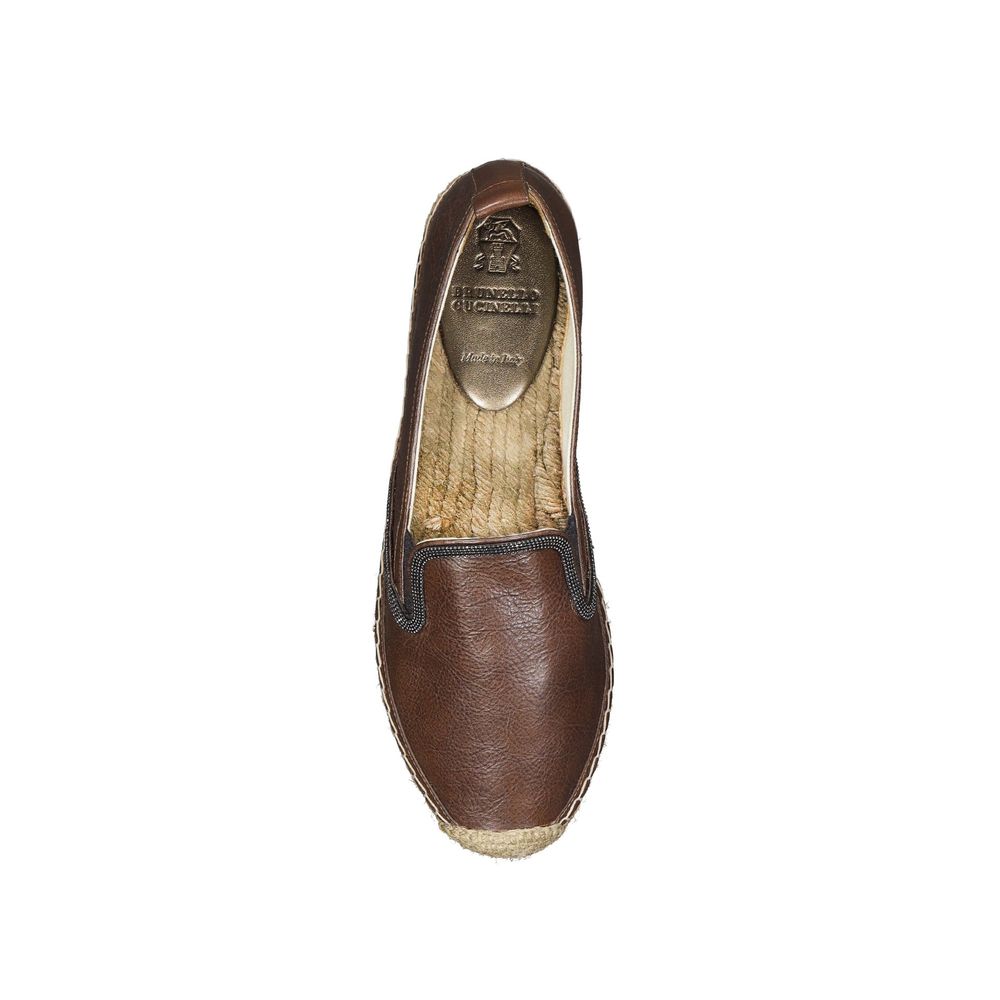 Brown Leather Espadrilles