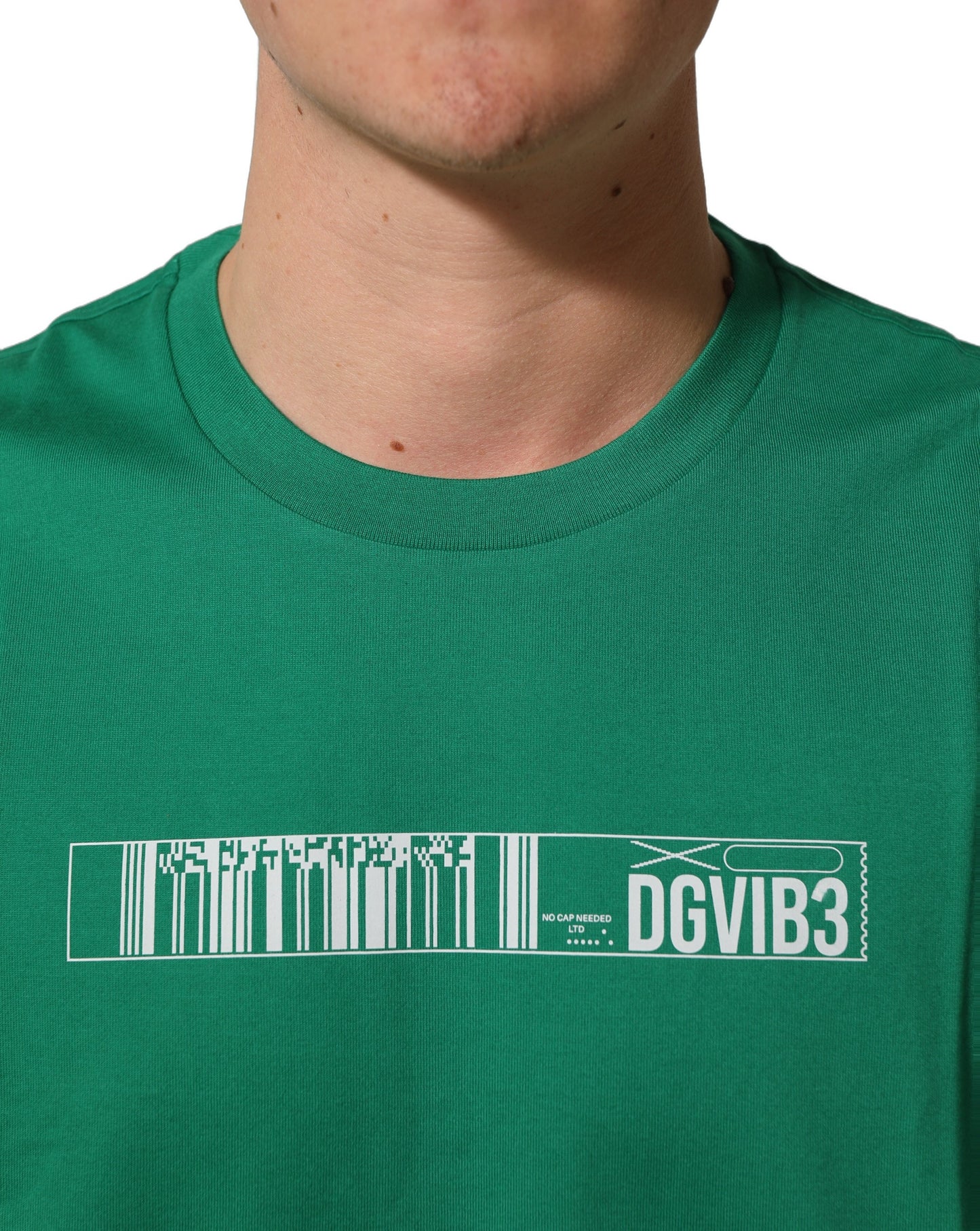 Green Cotton DGVIB3 Print Crew Neck T-shirt