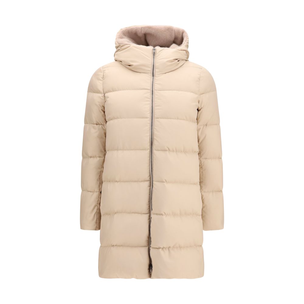 Beige Polyester Full-Length Jacket