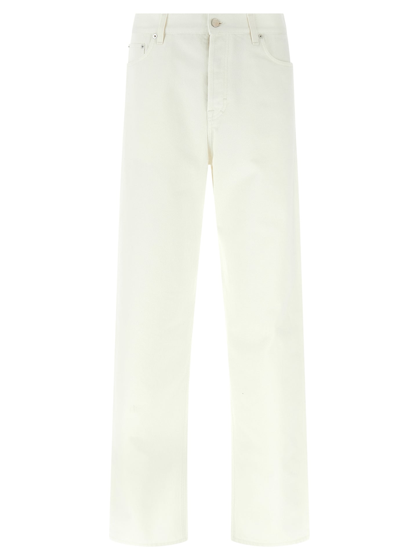 White Cotton Straight-Leg Jeans