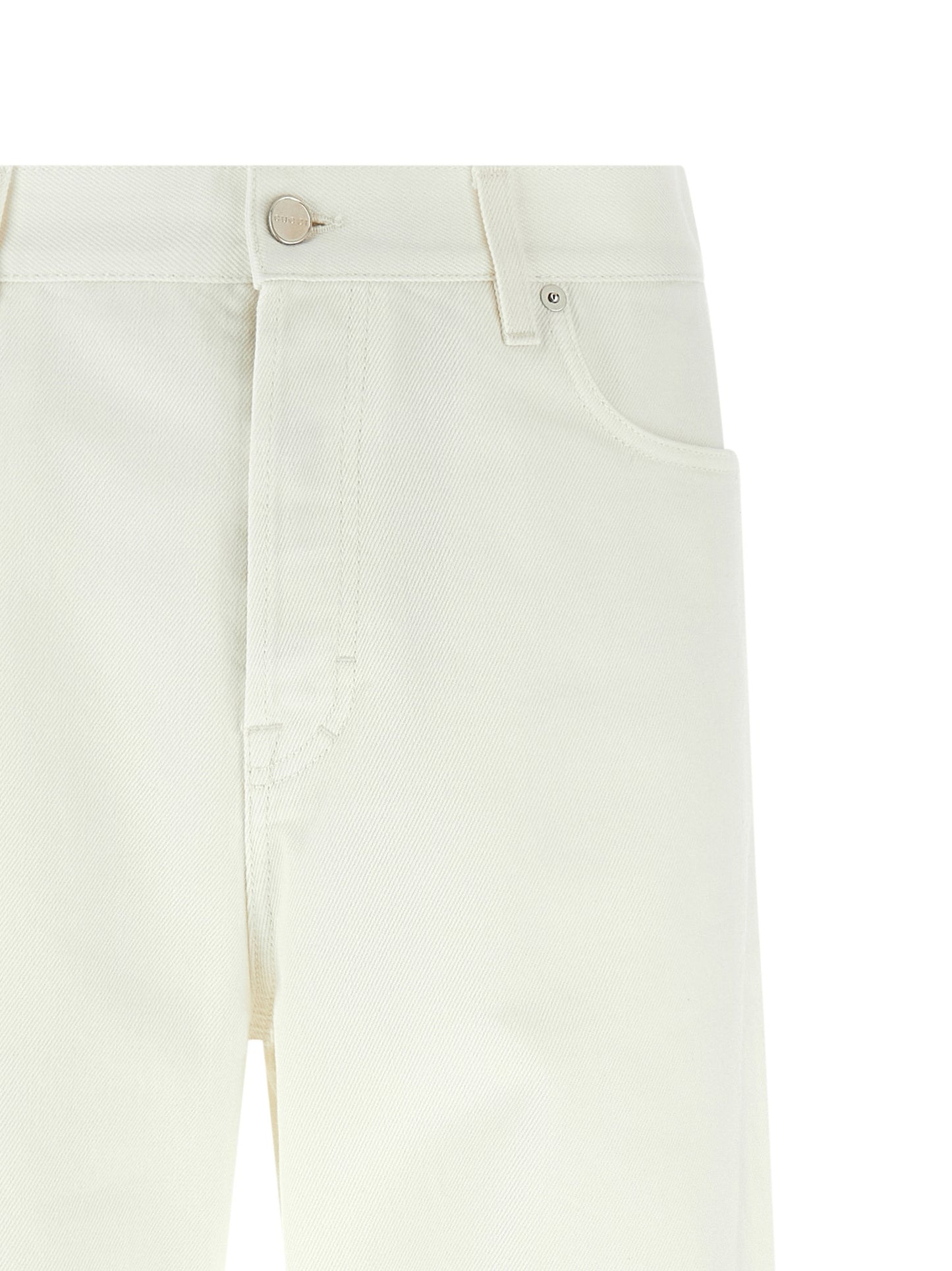 White Cotton Straight-Leg Jeans