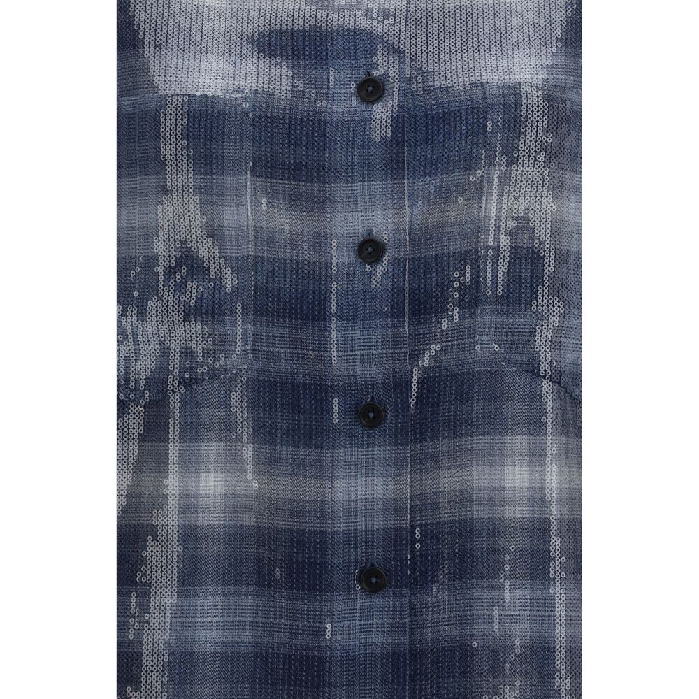 Blue Polyester Pattern Shirt