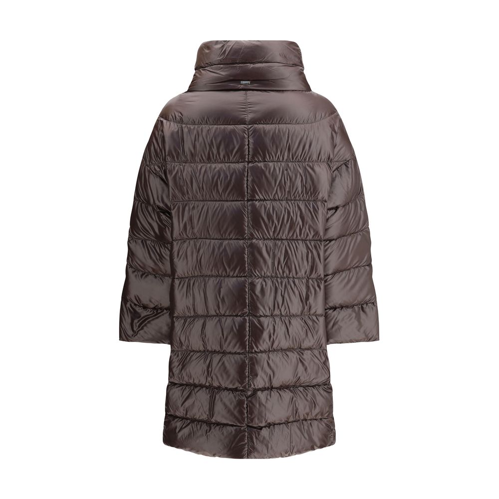 Brown Polyester Full-Length Jacket
