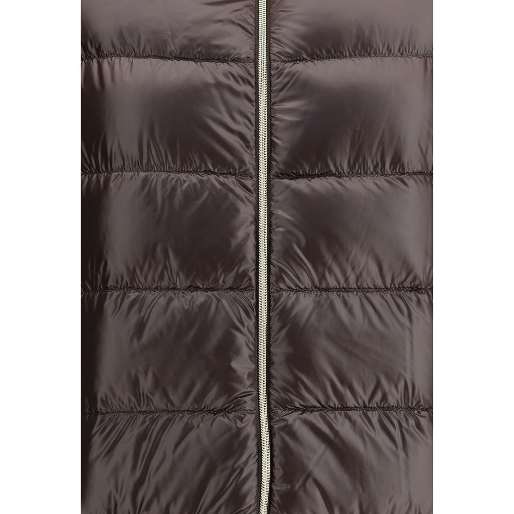 Brown Polyester Full-Length Jacket