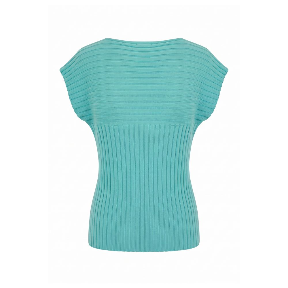 Light Blue Cotton Women Sweater