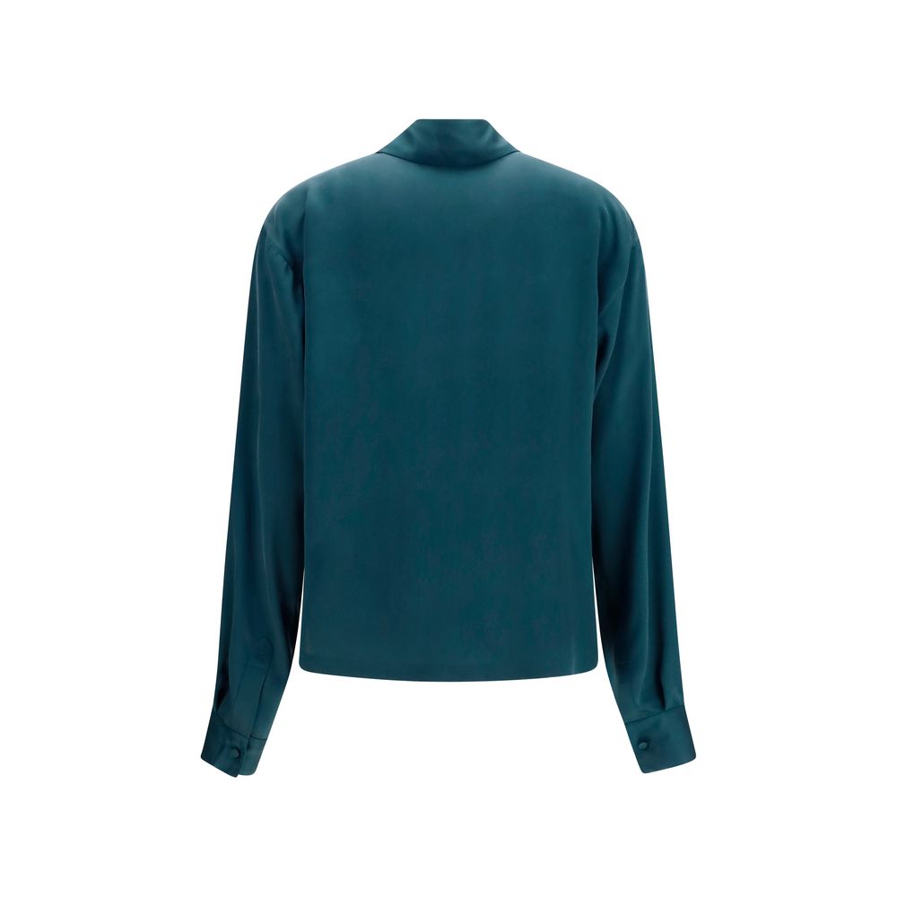 Blue Silk Dress Shirt