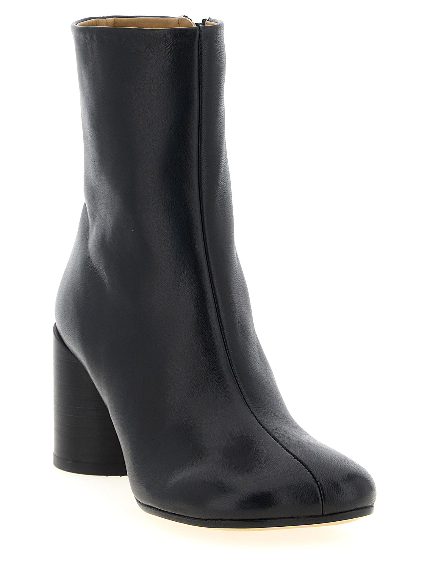 Black Polyester Ankle Boots
