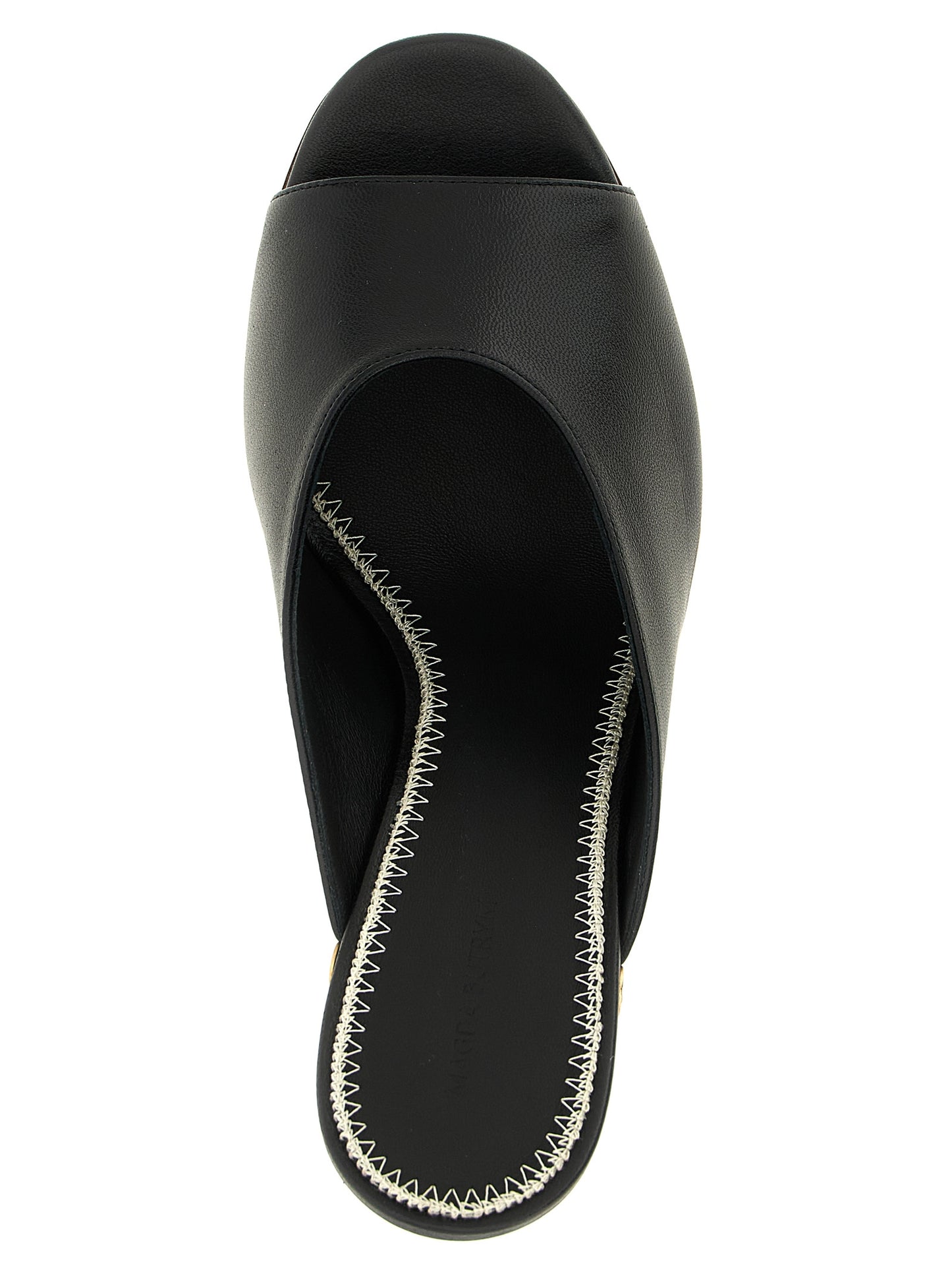 Black Calfskin Wedge Sandals