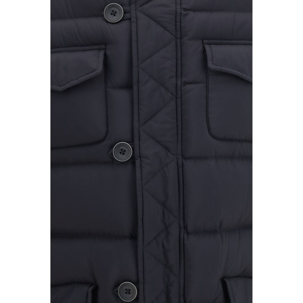 Black Polyester Full-Length Jacket