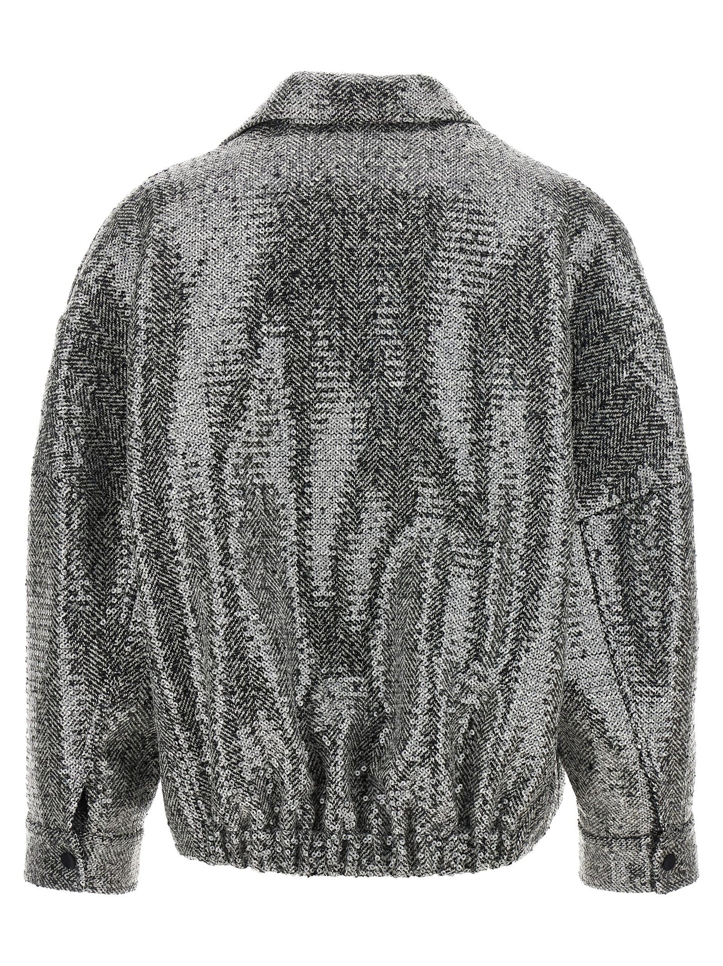 Silver Polyester Bomber