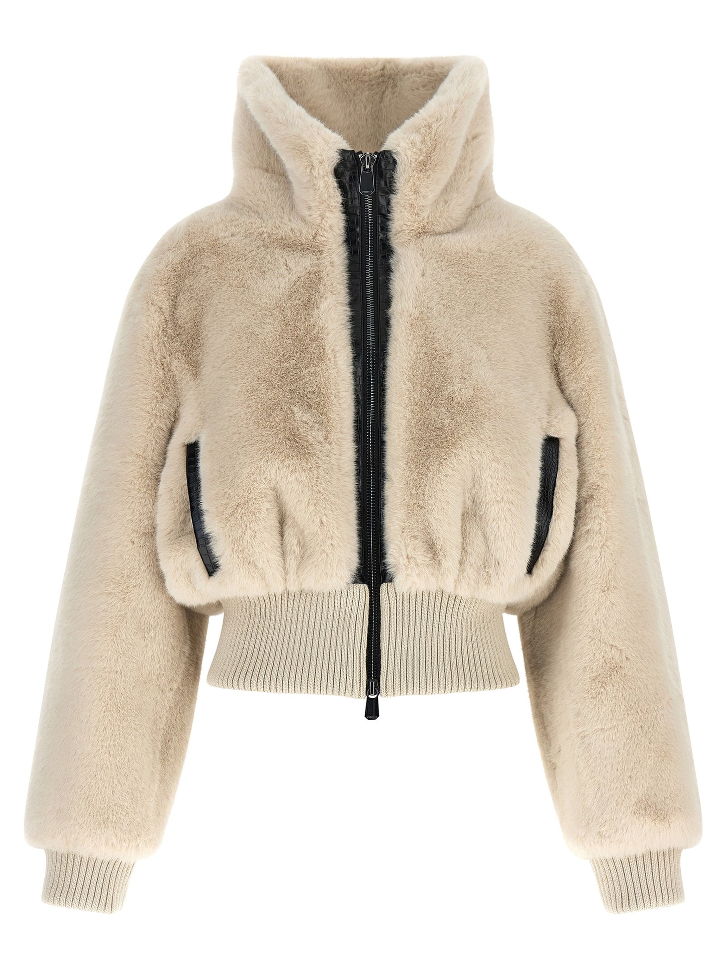 Beige Polyester Full-Length Jacket
