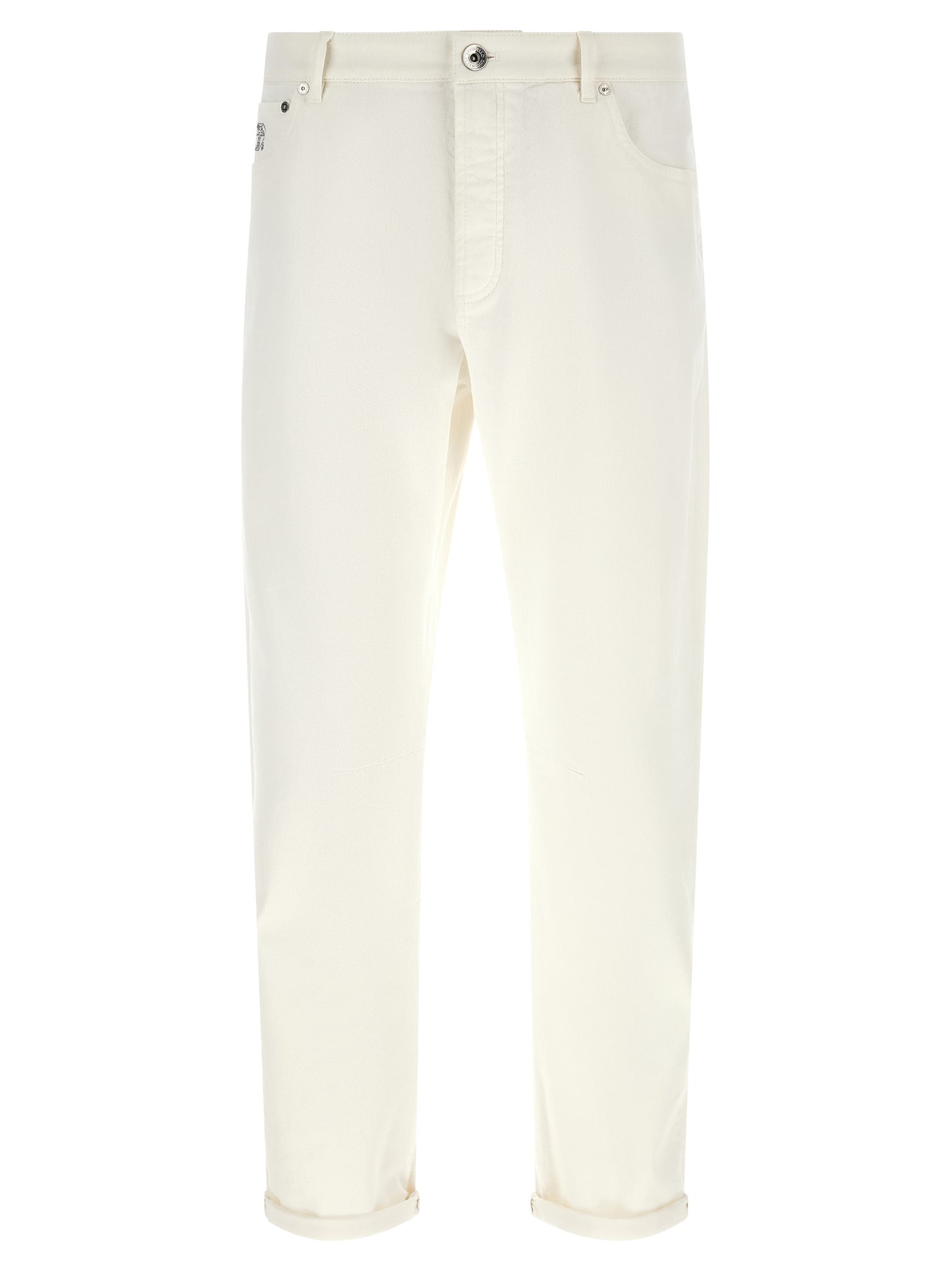 White Cotton Cropped Jeans
