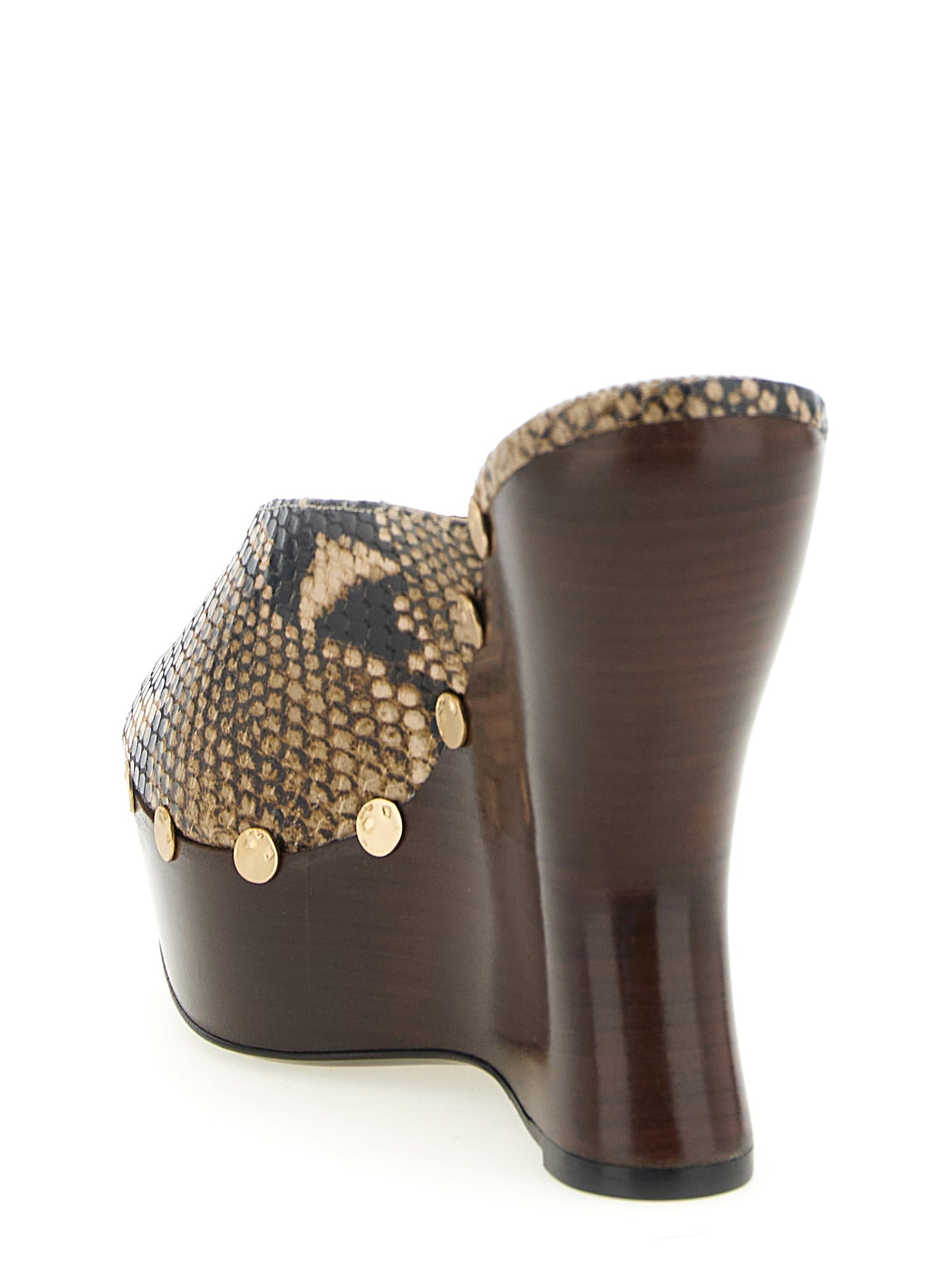 Brown Calfskin Wedge Sandals