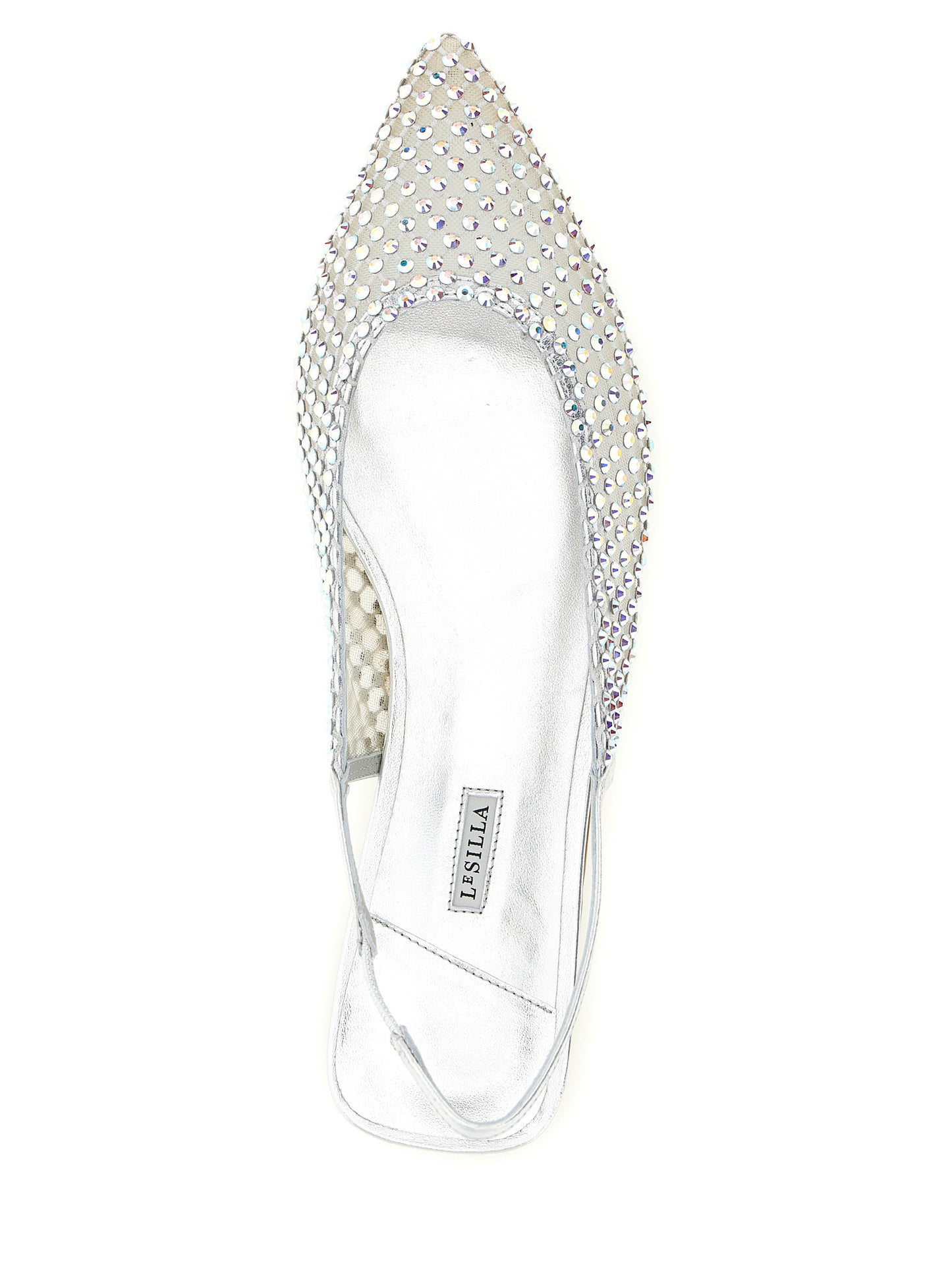 Silver Polyester Ballet Flats
