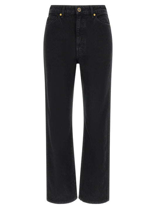 Black Cotton Flared Jeans