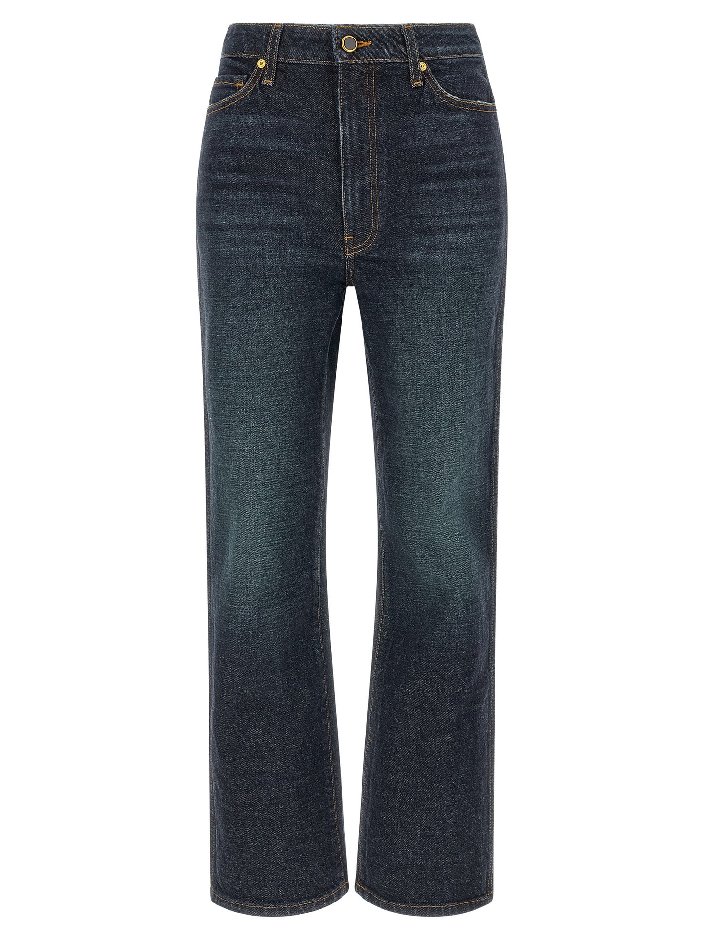 Blue Cotton Flared Jeans