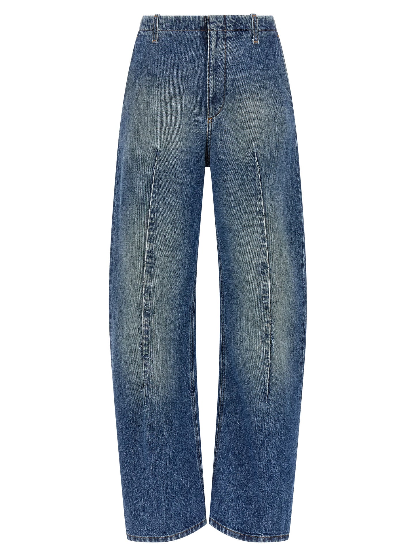 Blue Cotton High-Waisted Jean
