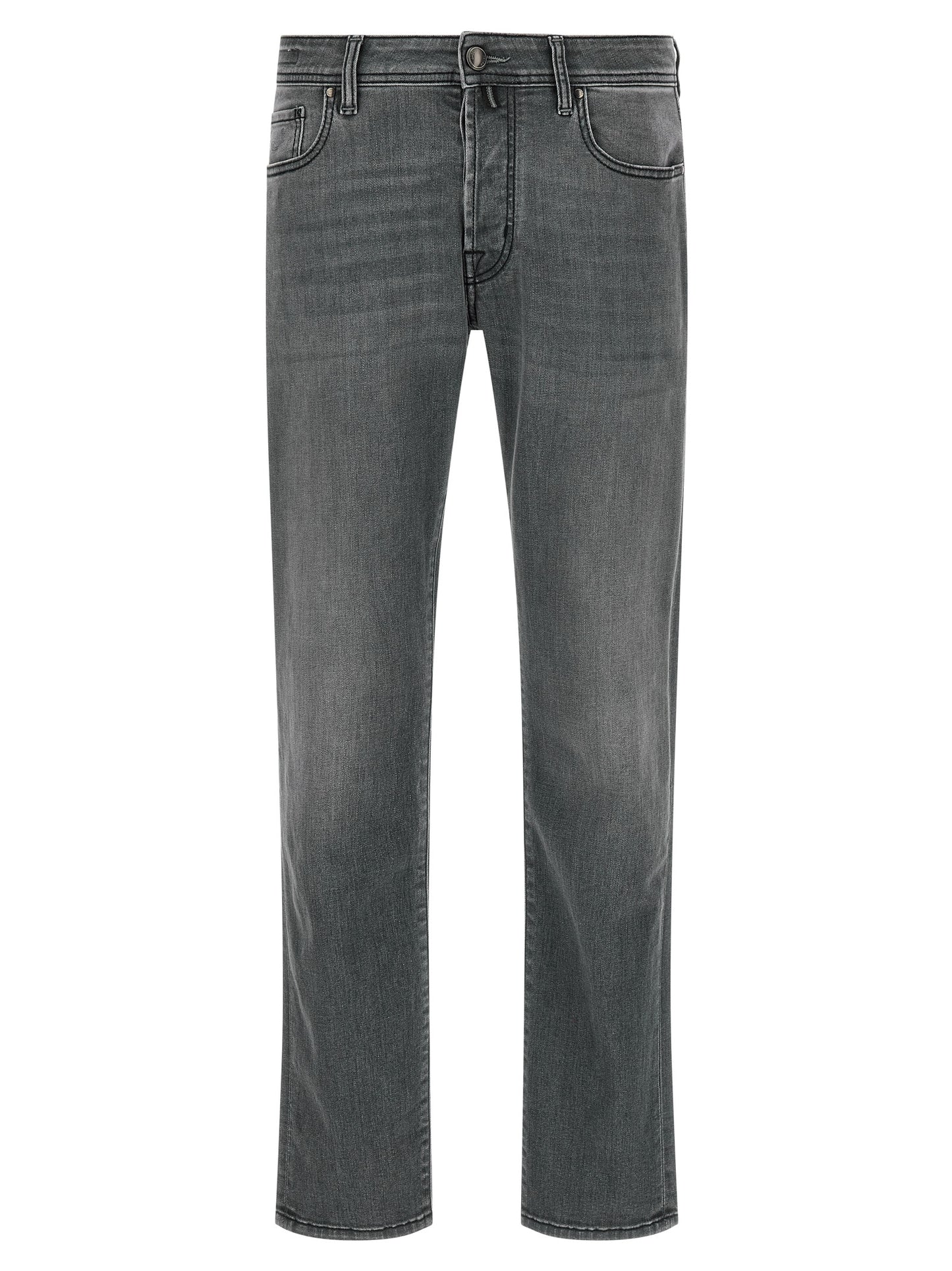 Gray Cotton Slim Fit Jeans