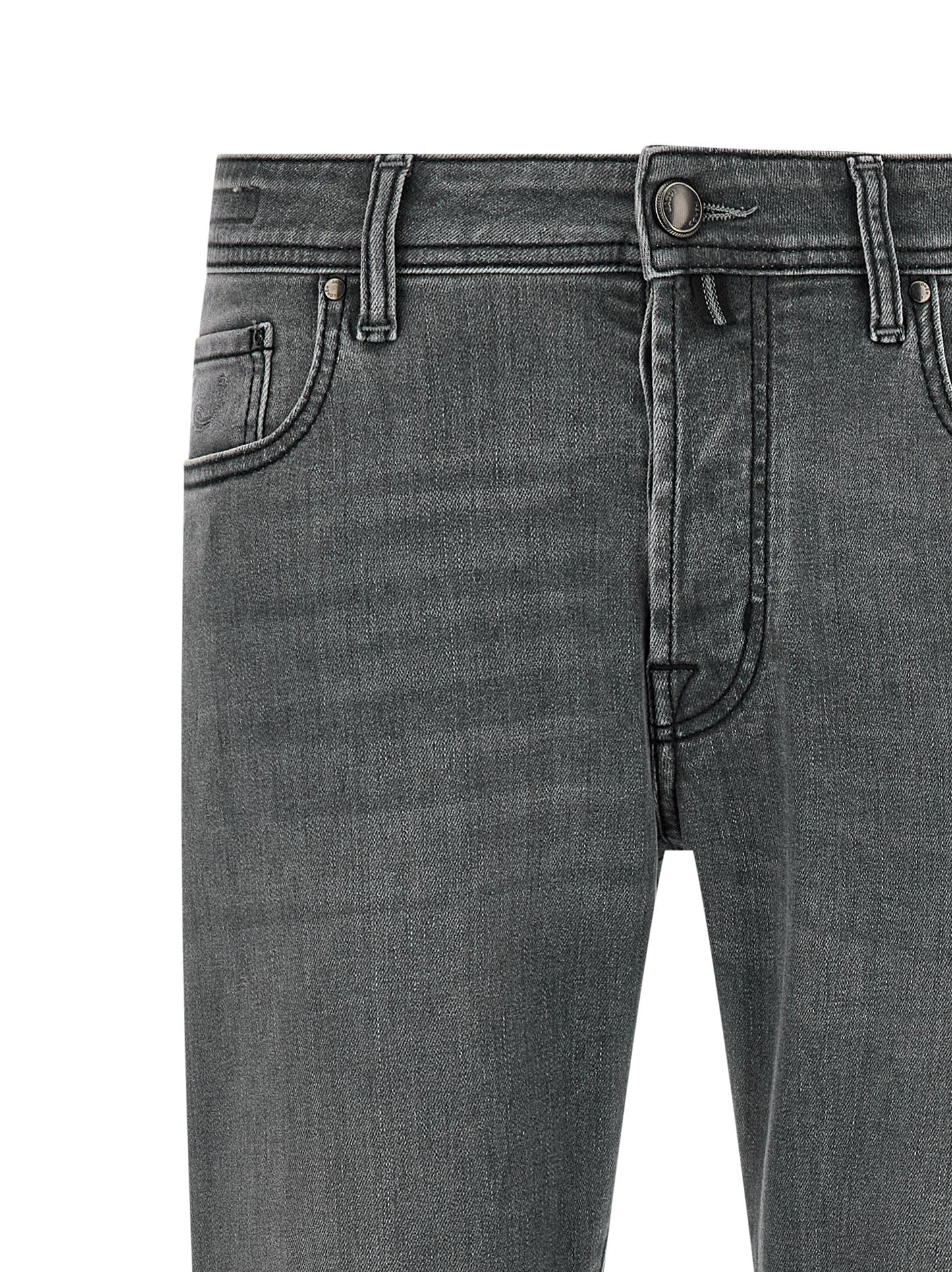 Gray Cotton Slim Fit Jeans