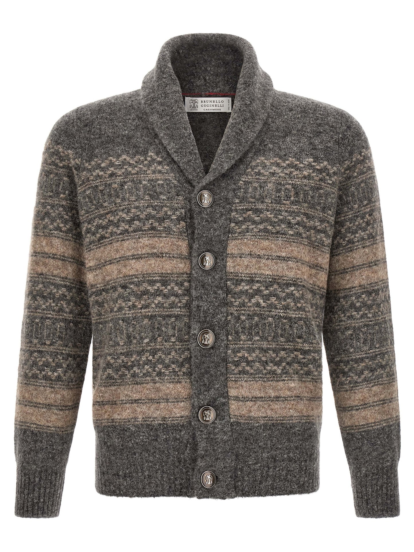 Gray Alpaca Leather Cardigan