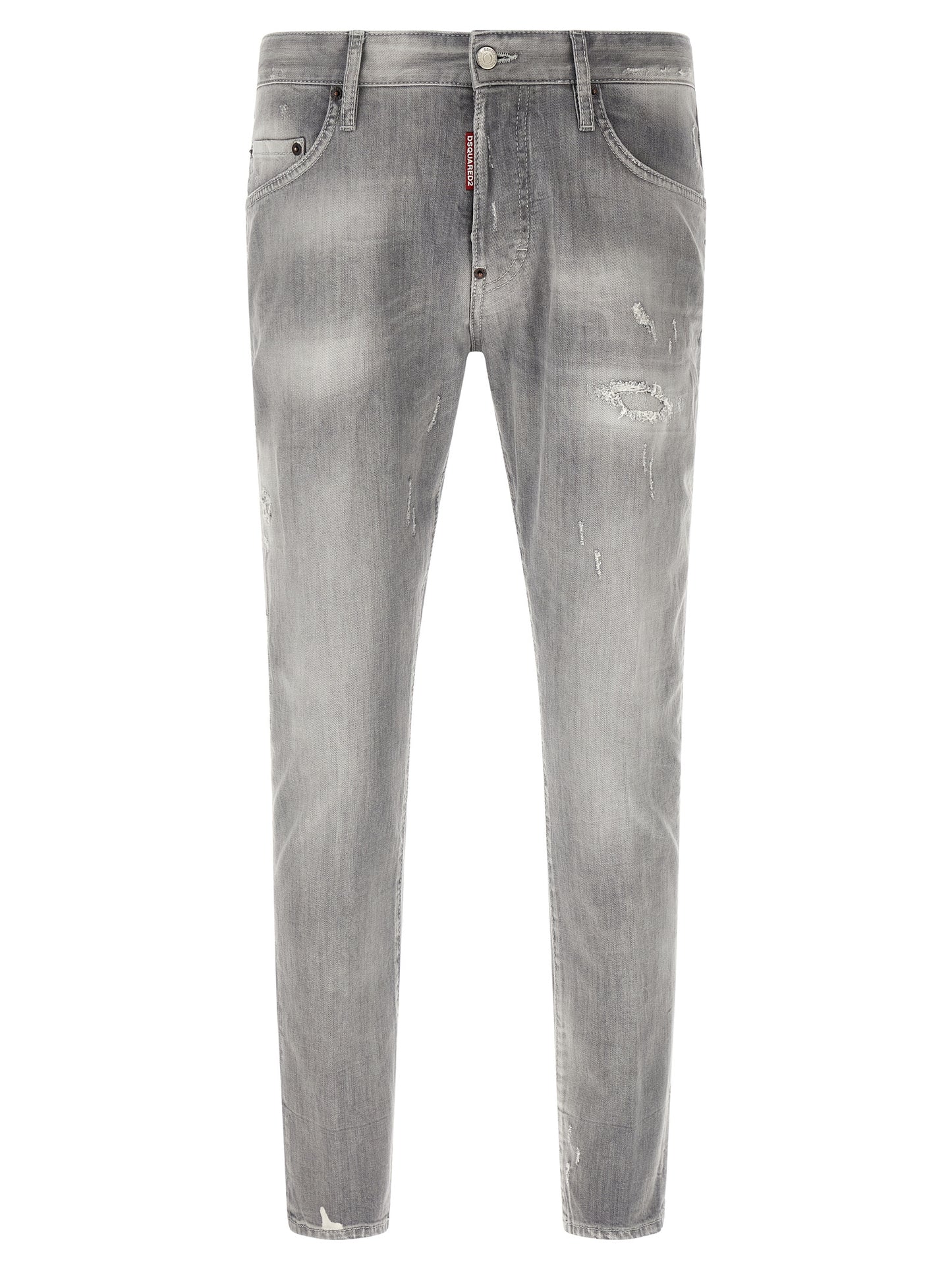 Gray Cotton Tapered Jeans