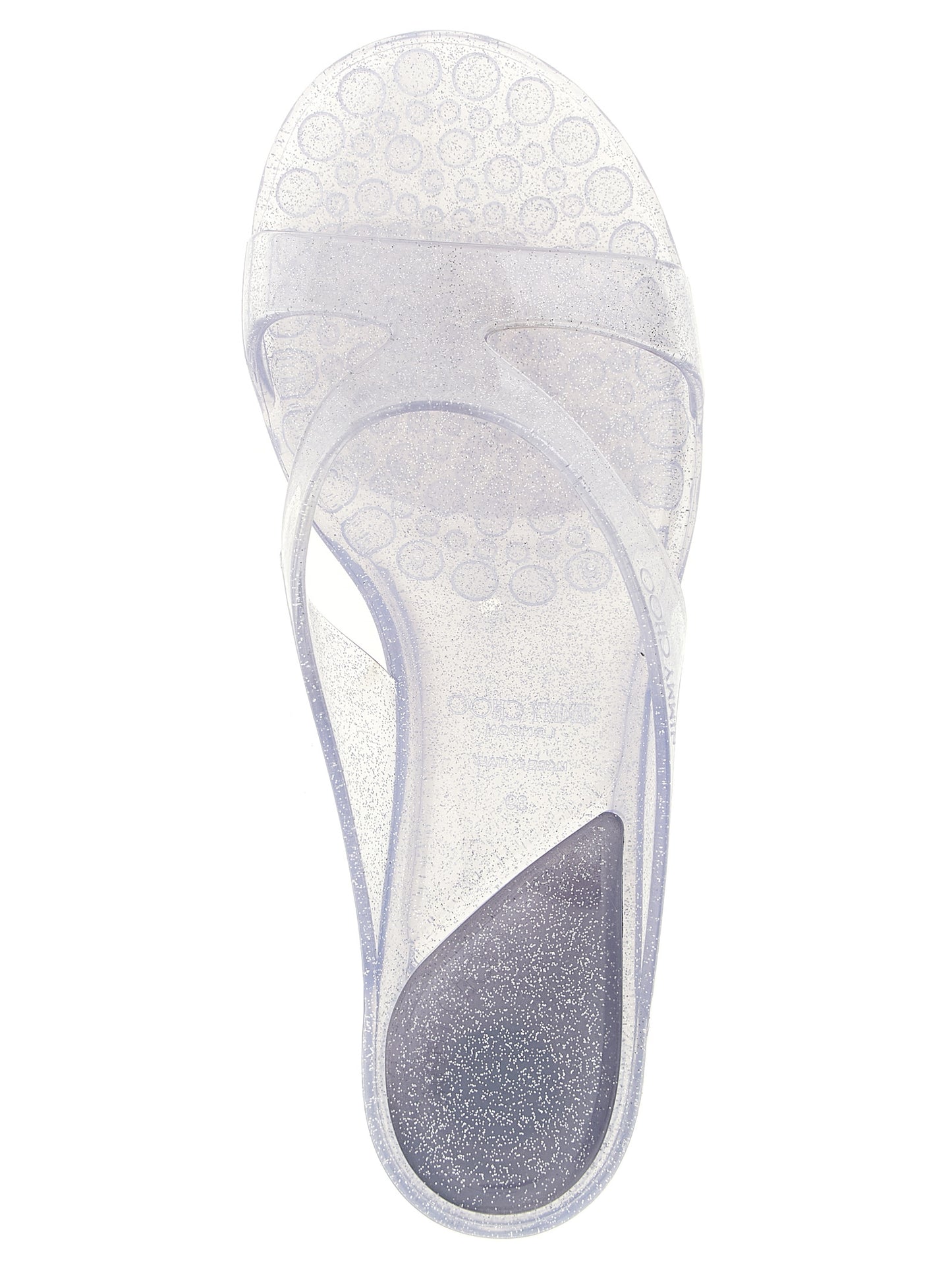 Silver Rubber Flat Sandals