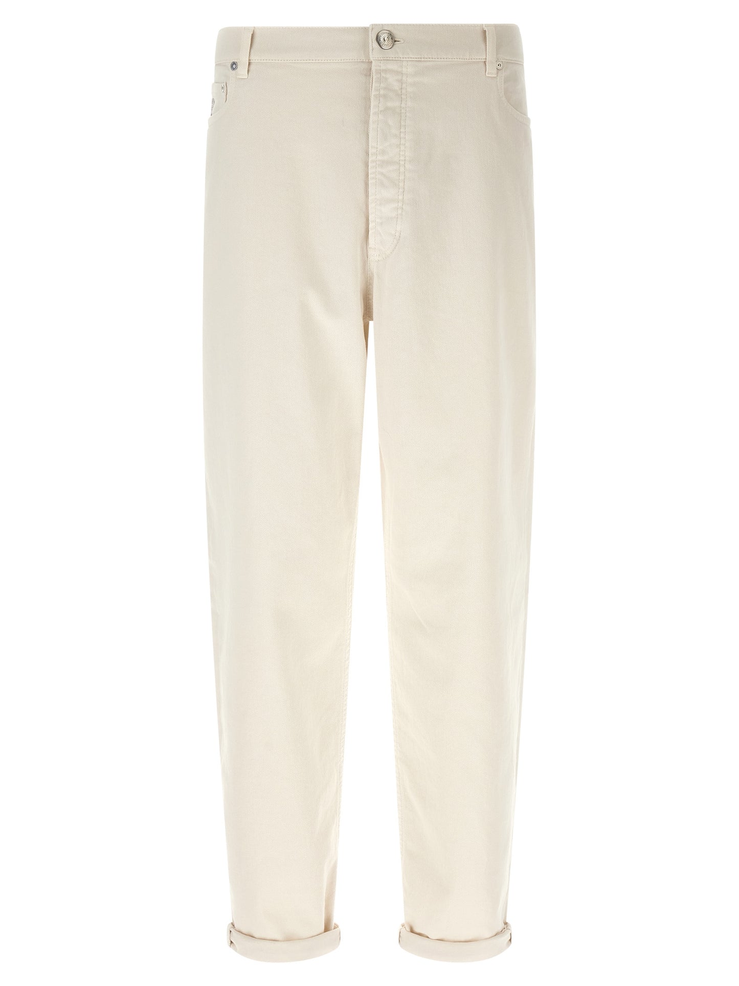 White Cotton Relaxed Fit Jeans