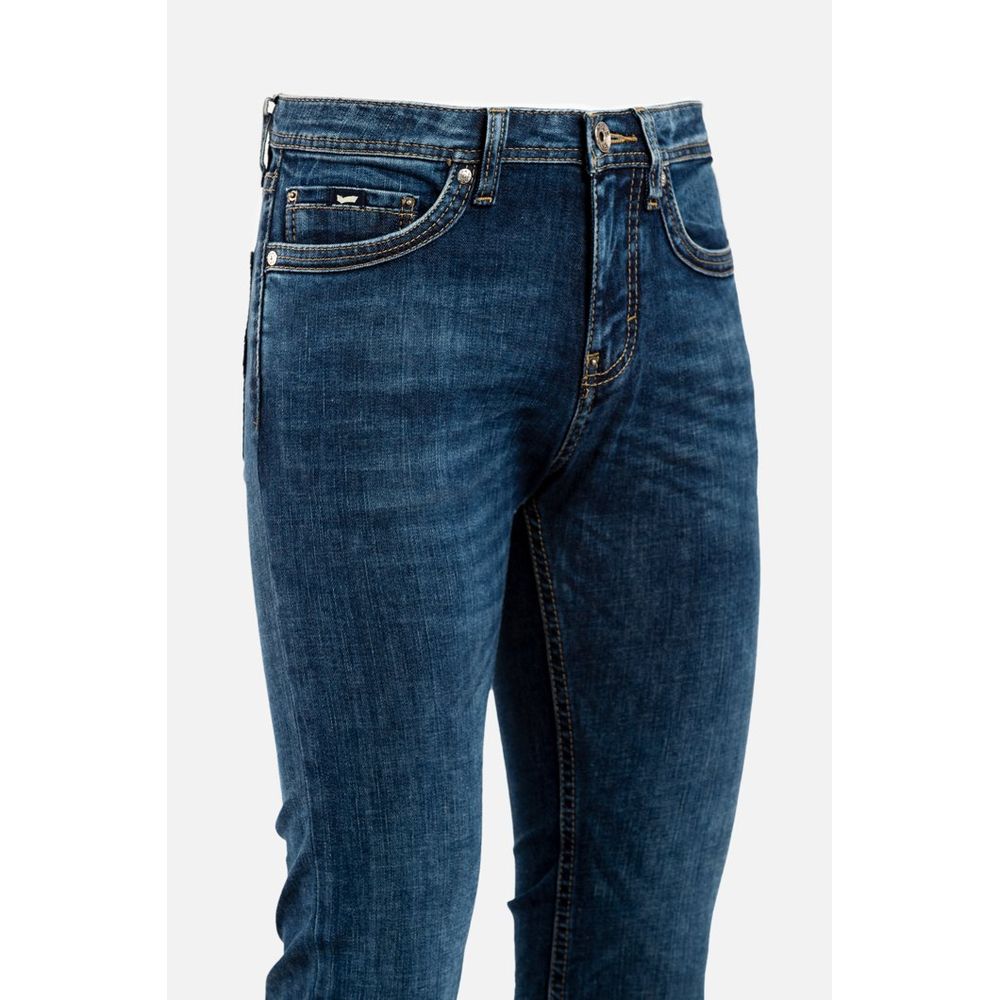Blue Cotton Straight-Leg Jeans
