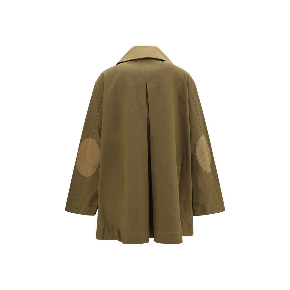 Bicolor Cotton Full-Length Jacket