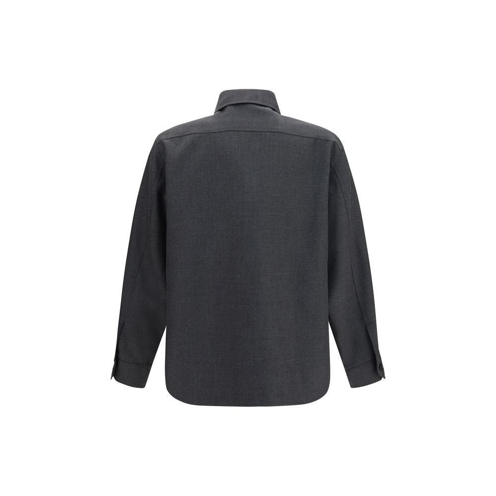 Gray Polyester Full-Length Jacket