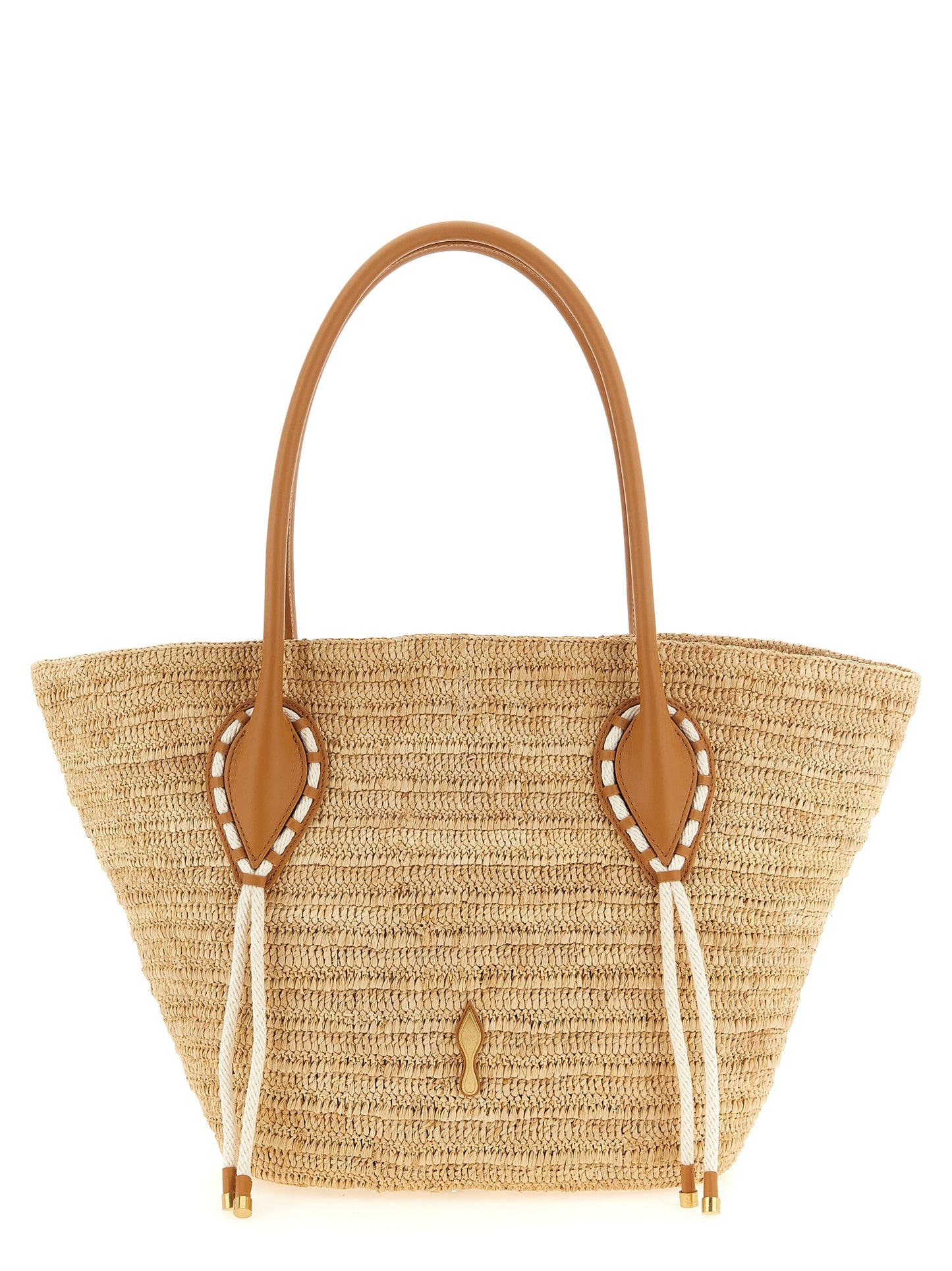 Beige Raffia Tote Bag