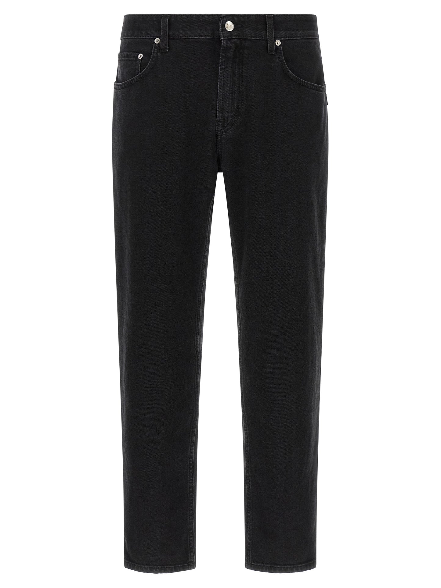 Black Cotton Cropped Jeans