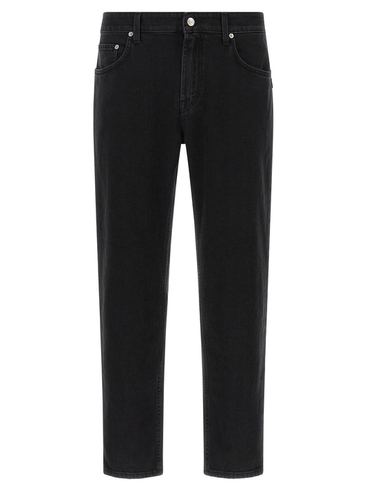 Black Cotton Cropped Jeans