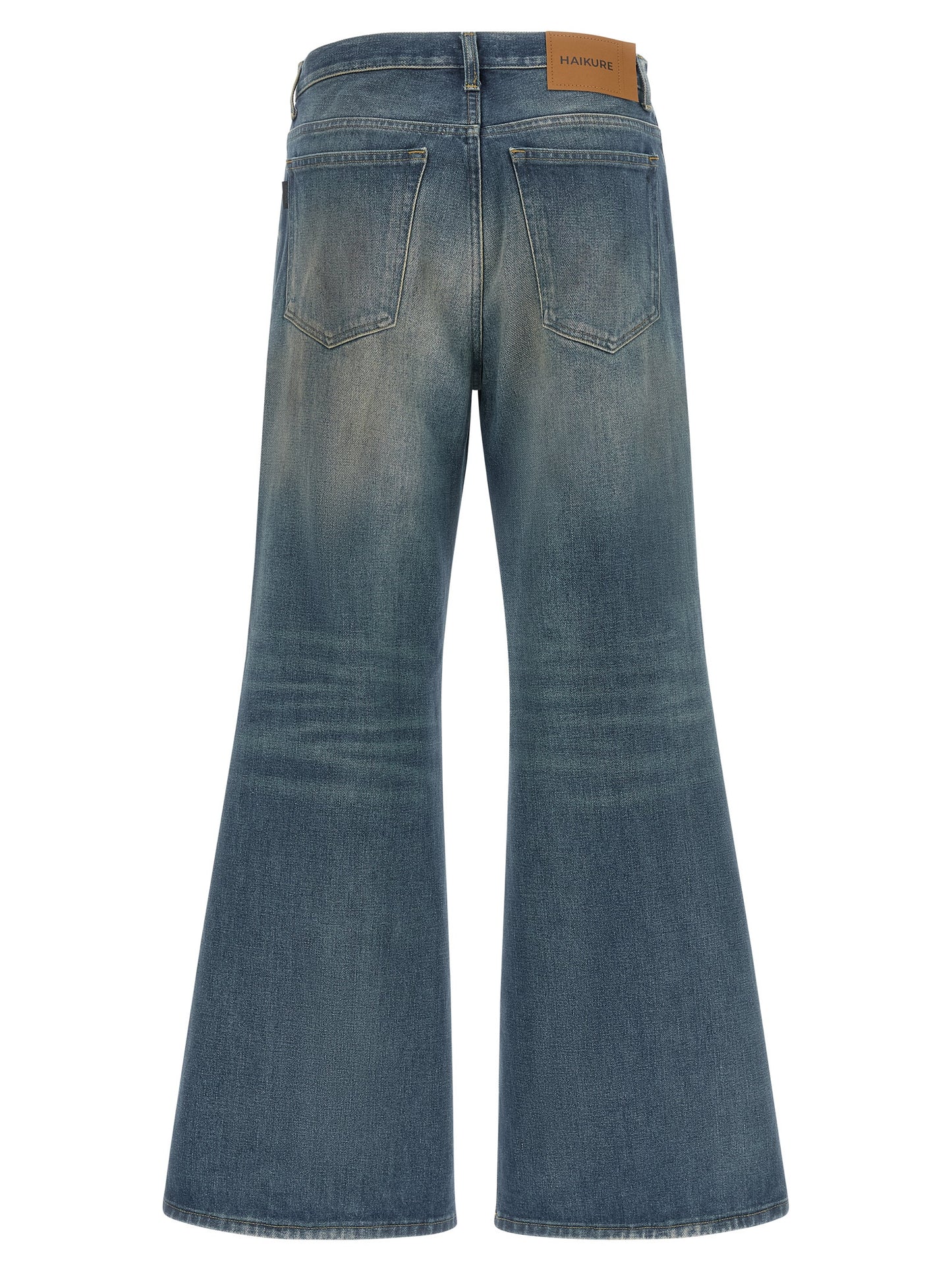 Blue Cotton Flared Jeans