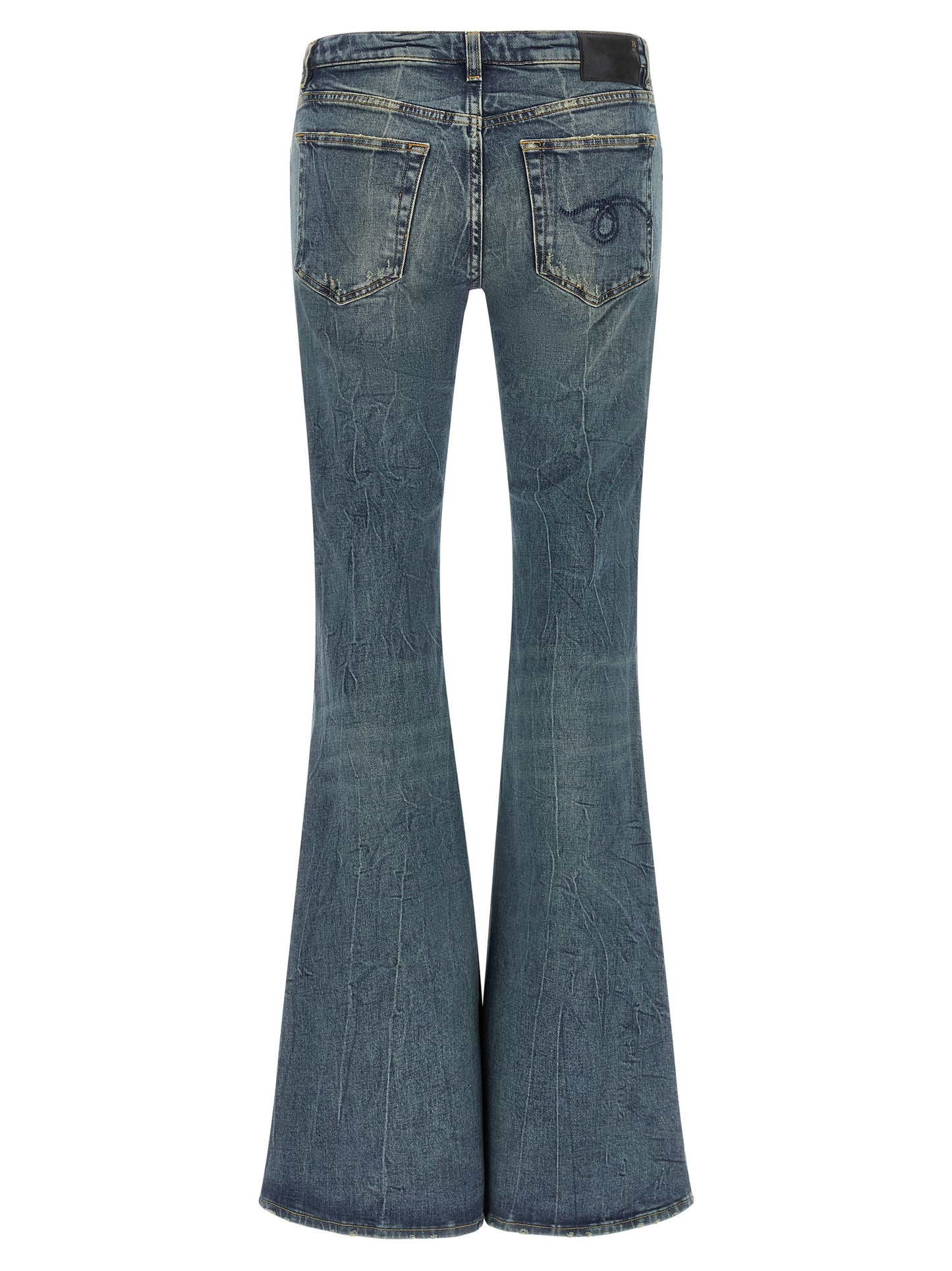 Blue Cotton Flared Jeans
