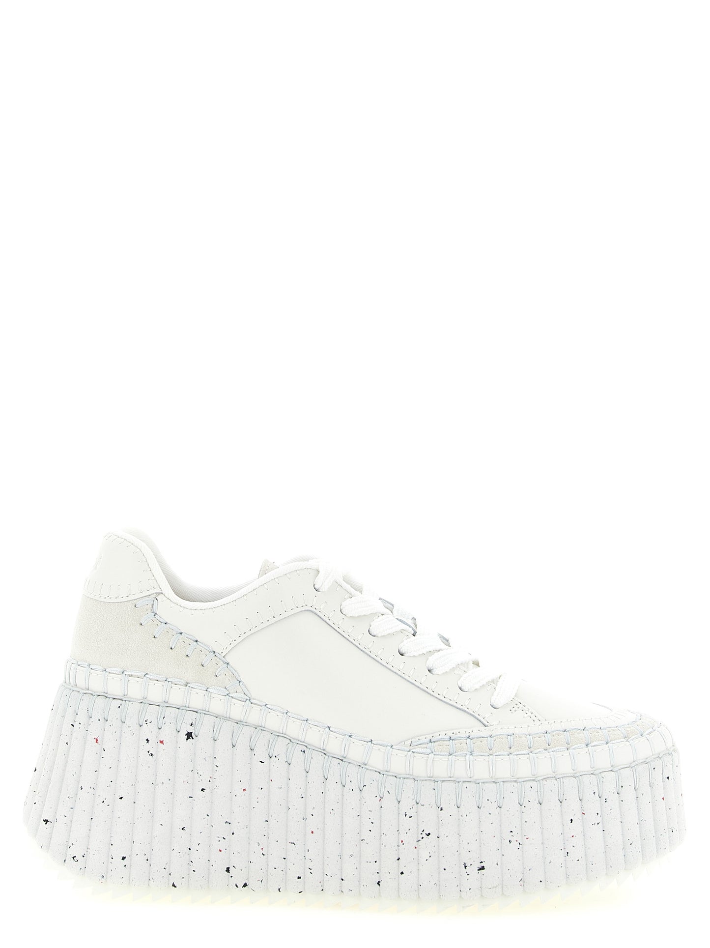 White Polyester Wedge Sandals