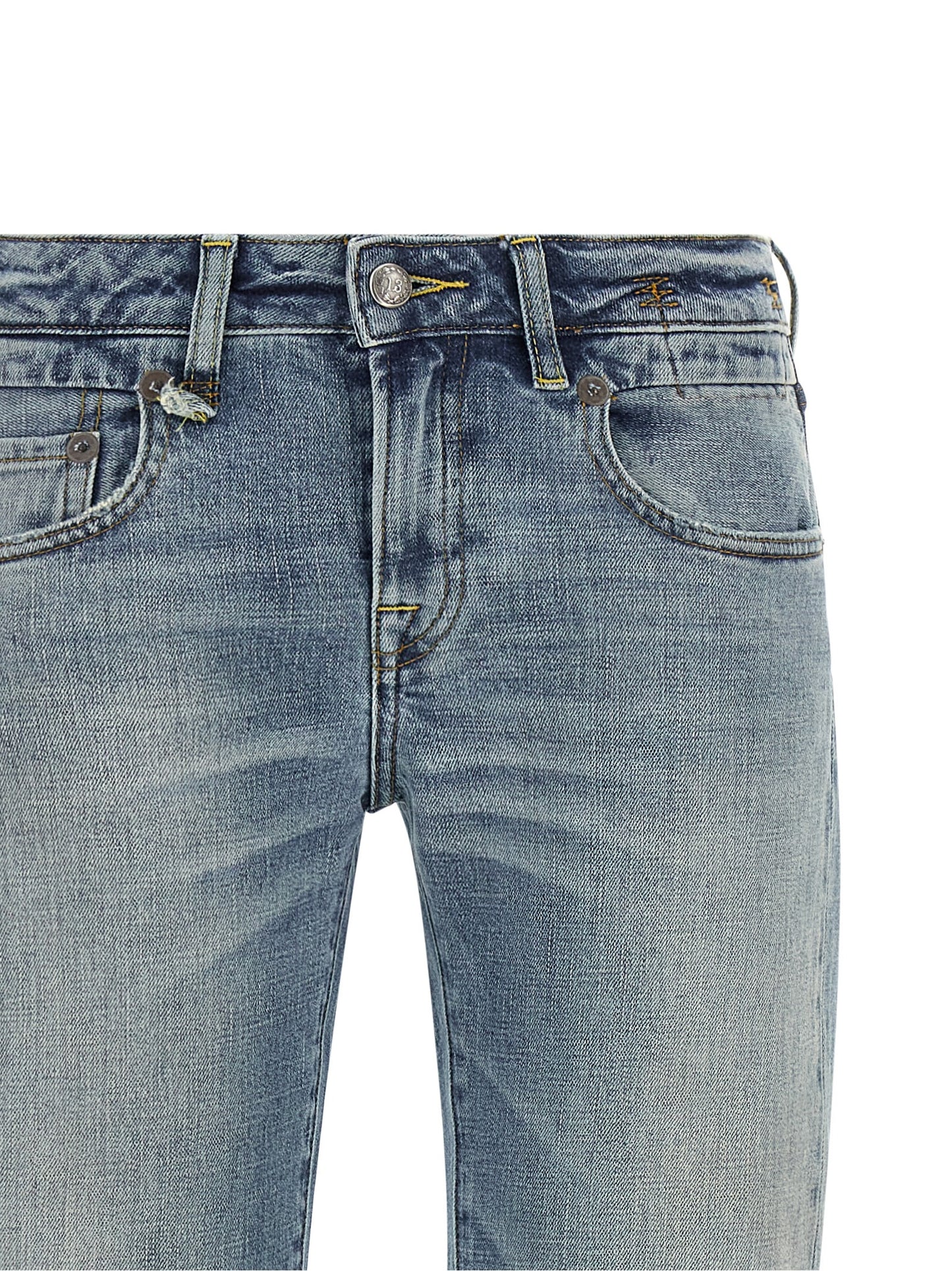 Blue Cotton Flared Jeans