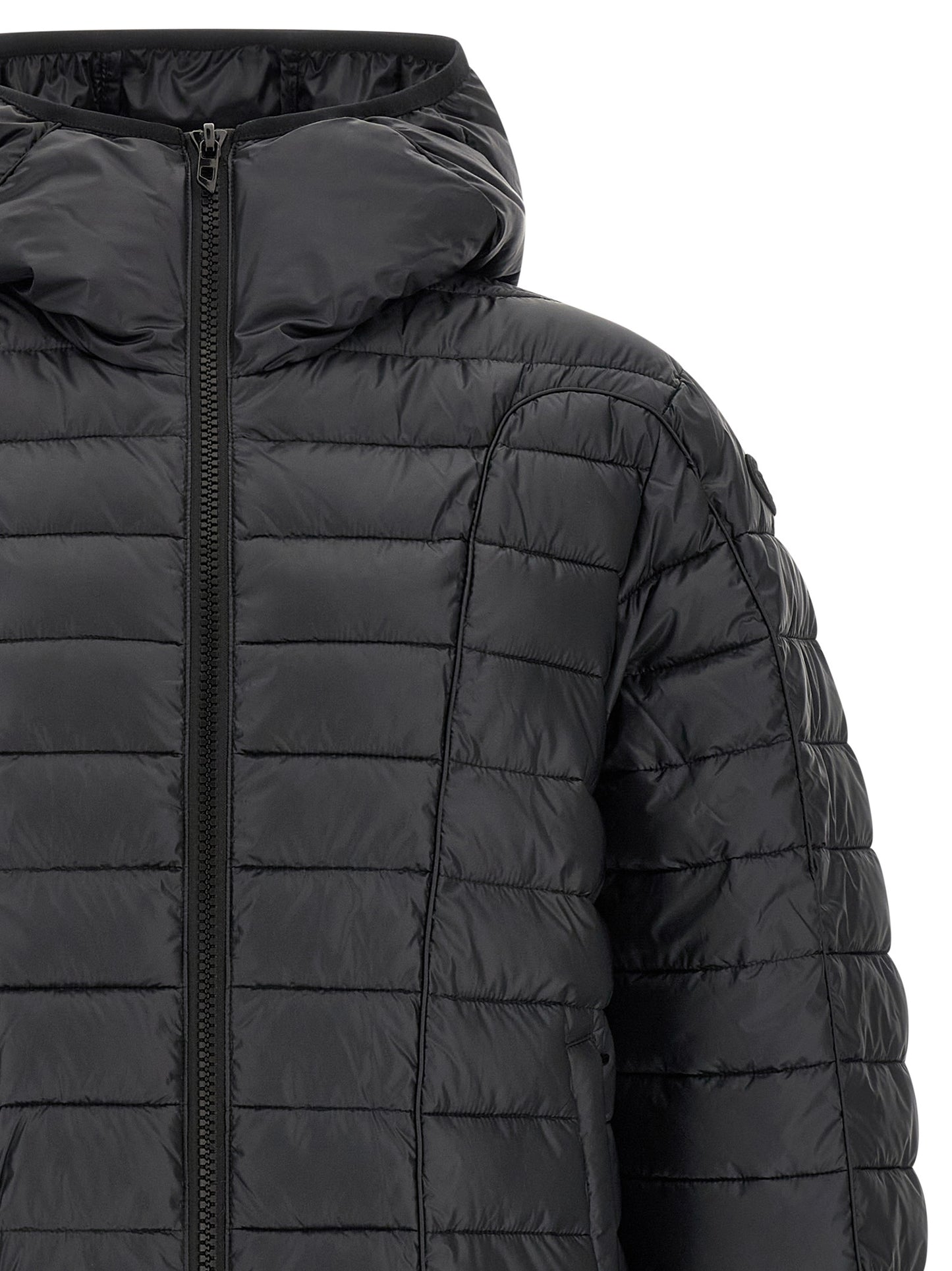 Black Polyester Full-Length Jacket