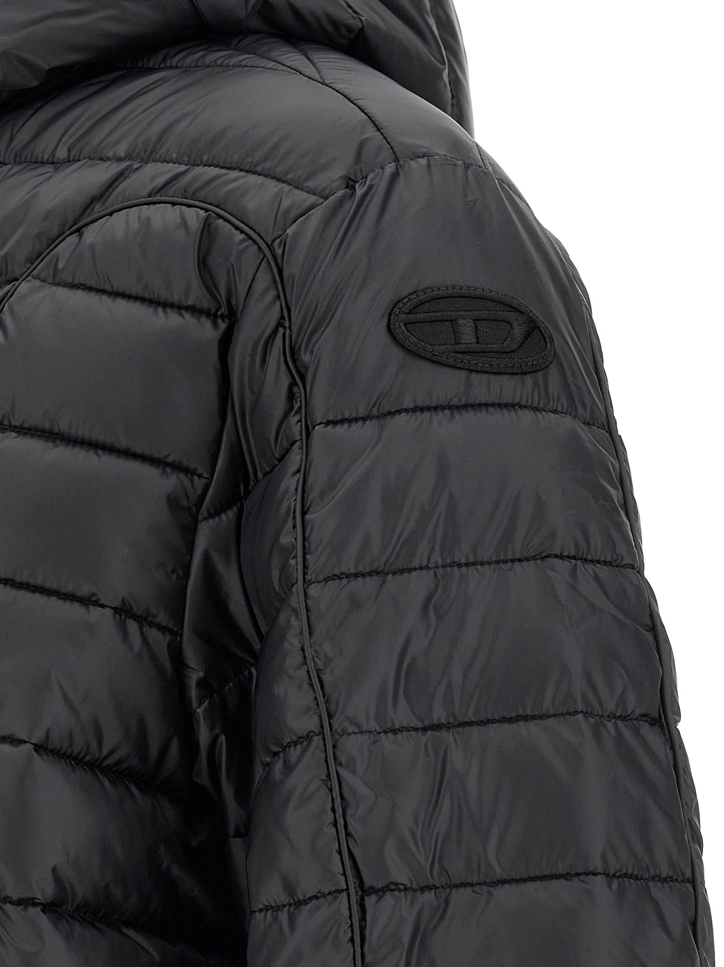 Black Polyester Full-Length Jacket