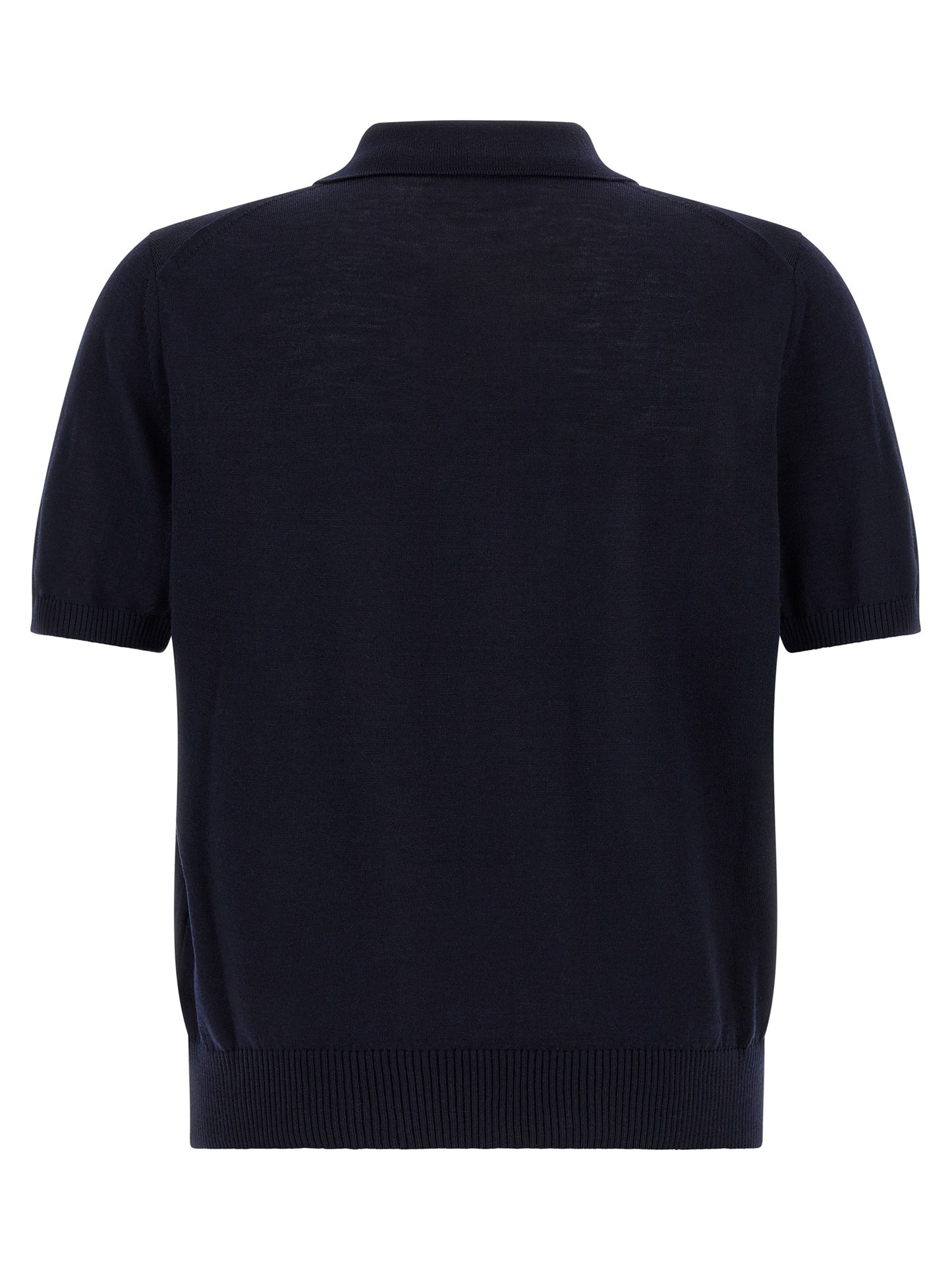 Blue Virgin Wool Polo Shirt