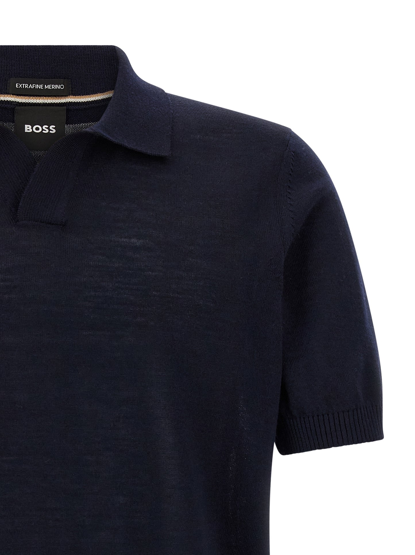 Blue Virgin Wool Polo Shirt