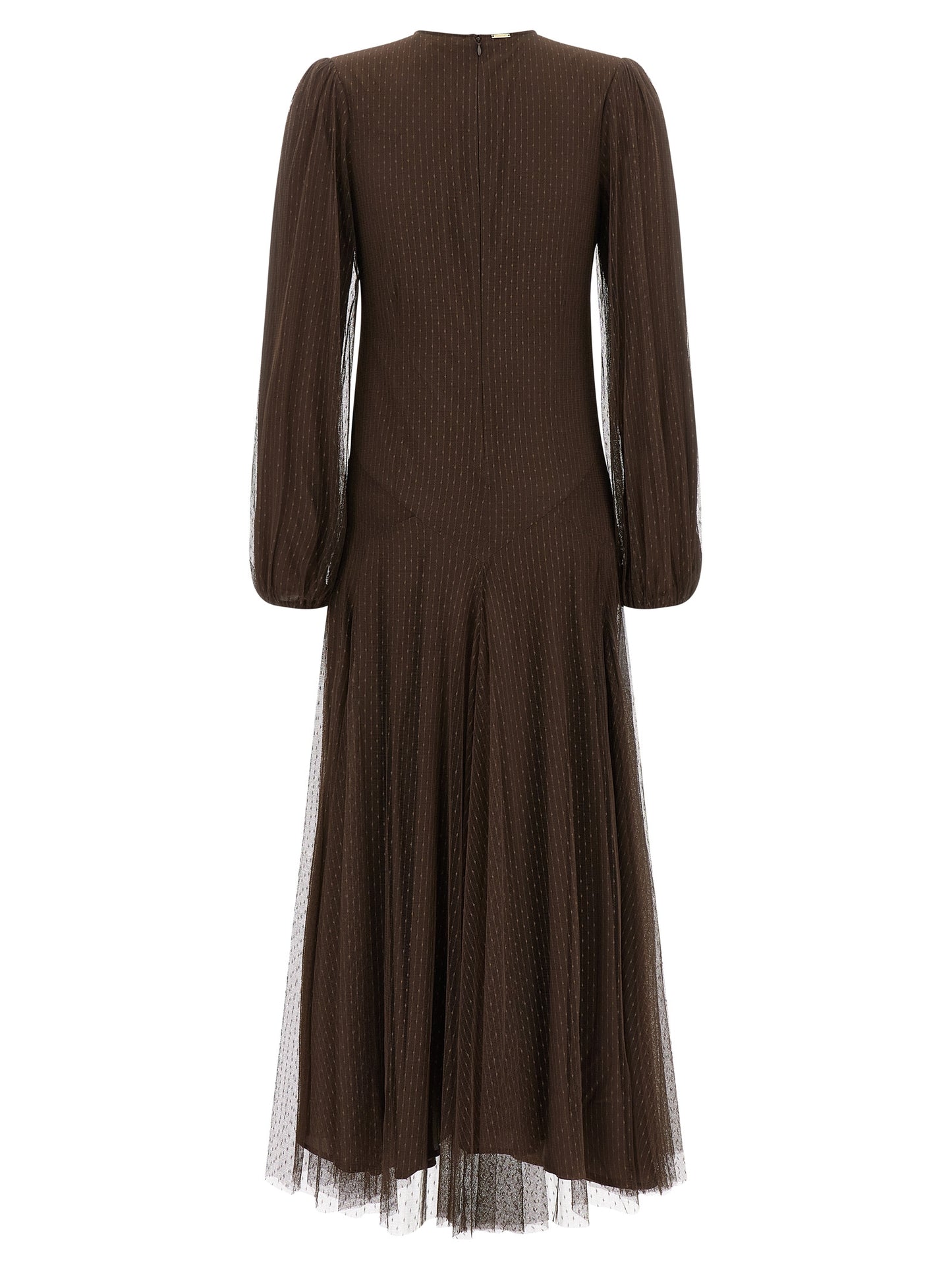 Brown Polyester Long Dress