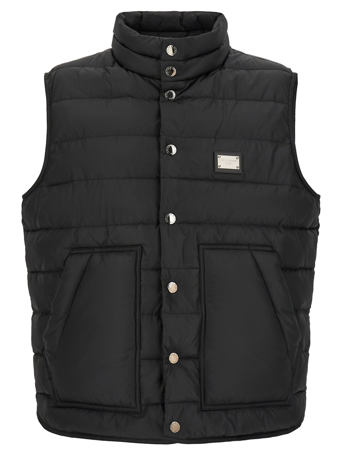 Black Polyester Sleeveless Jacket