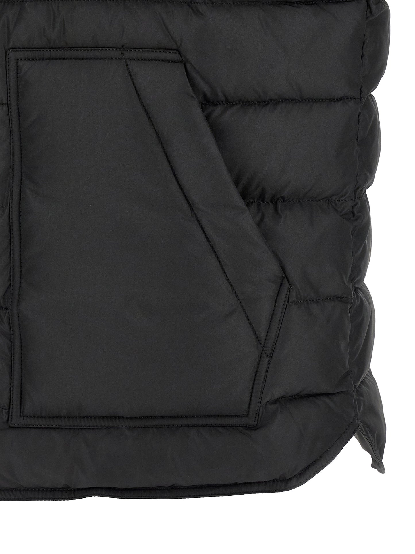Black Polyester Sleeveless Jacket