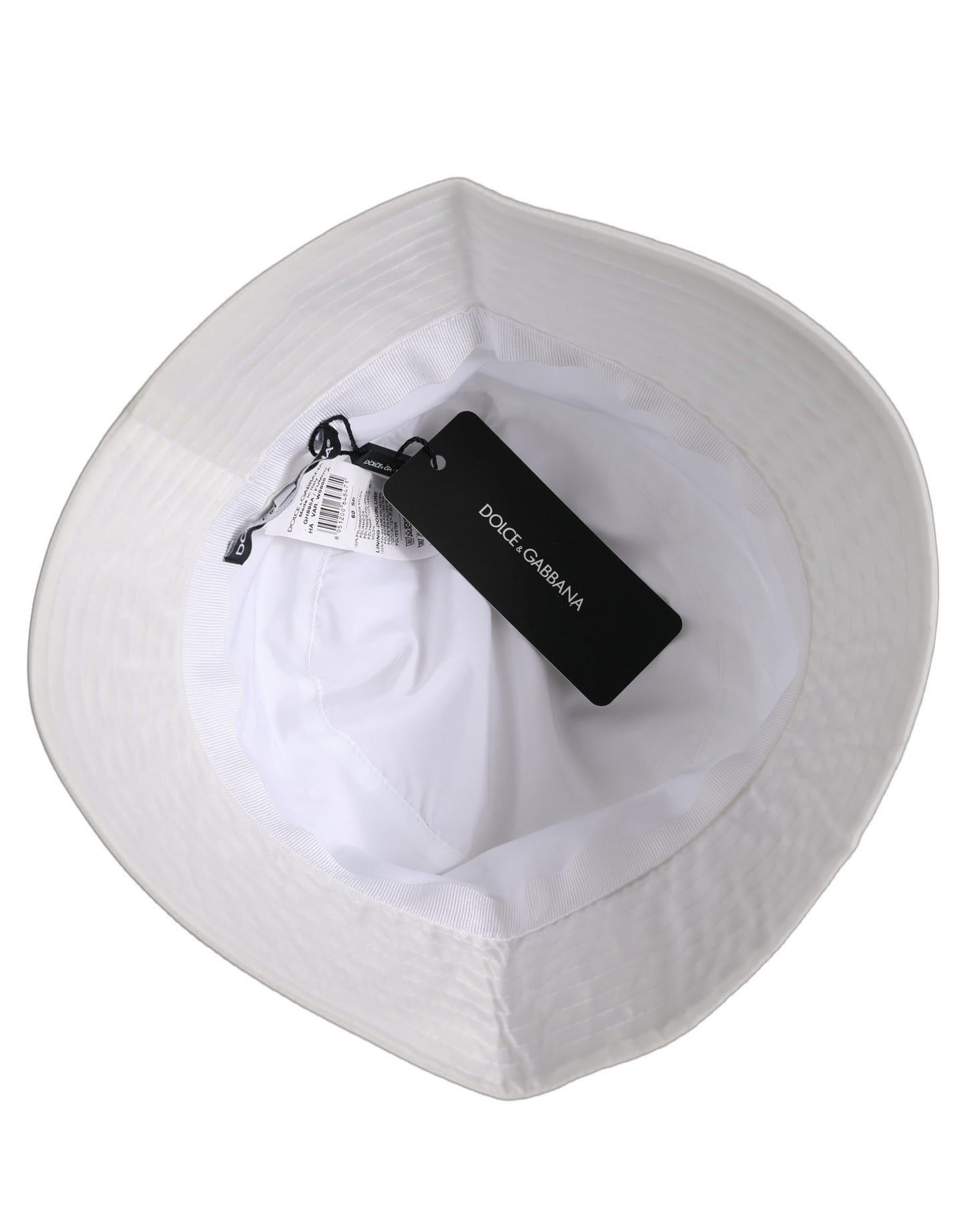 Men White Nylon Wide Brim Bucket Capello Hat