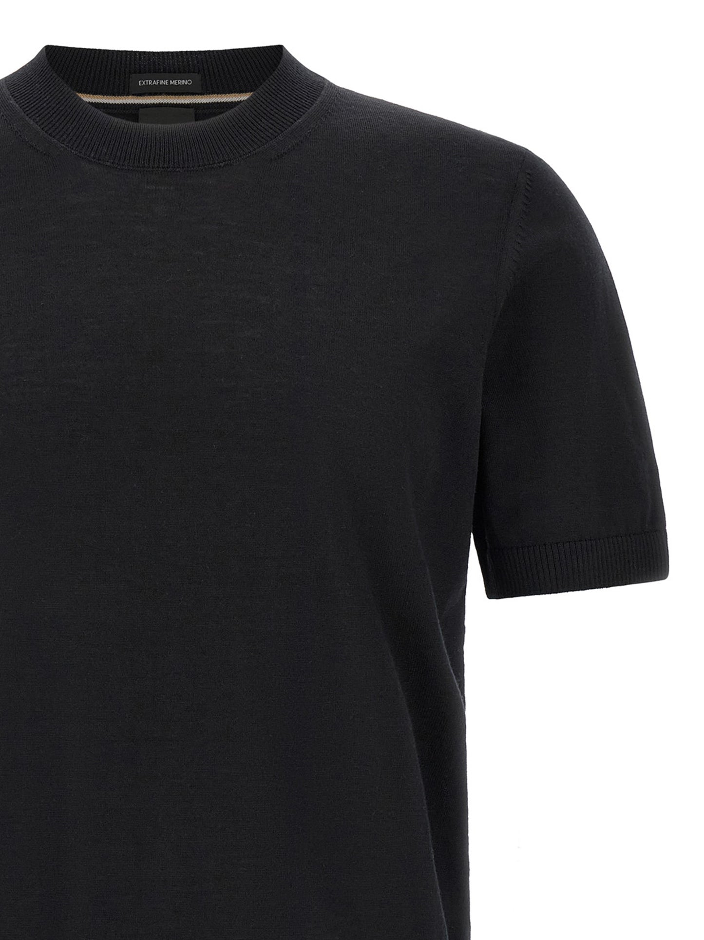 Black Virgin Wool T-Shirt