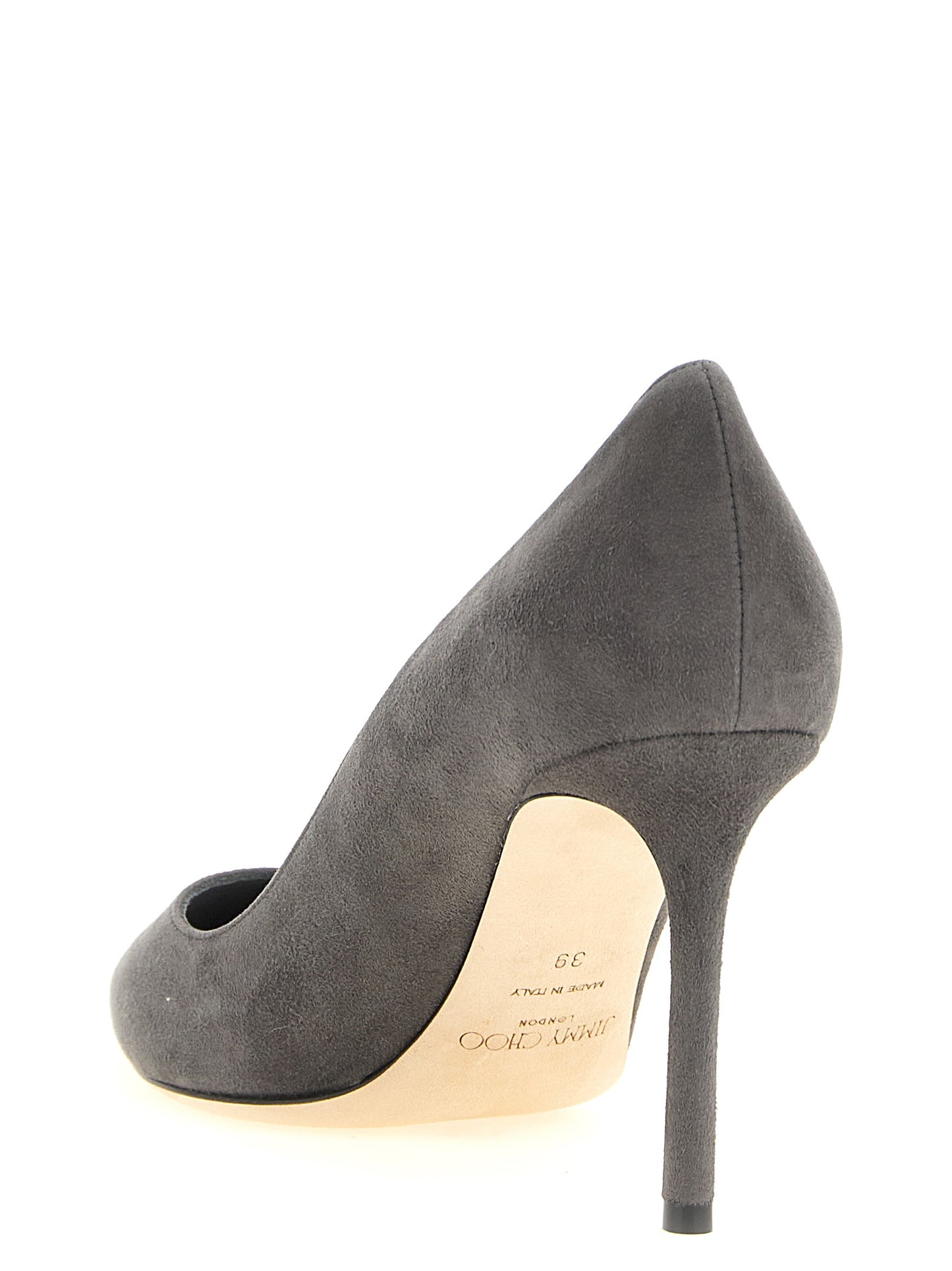 Gray Leather High Heel Pumps