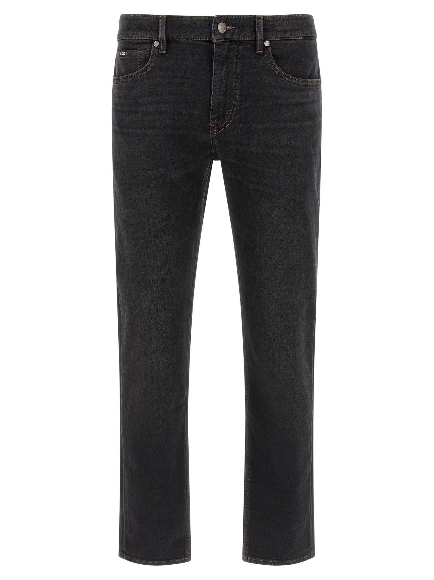 Black Cotton Straight-Leg Jeans
